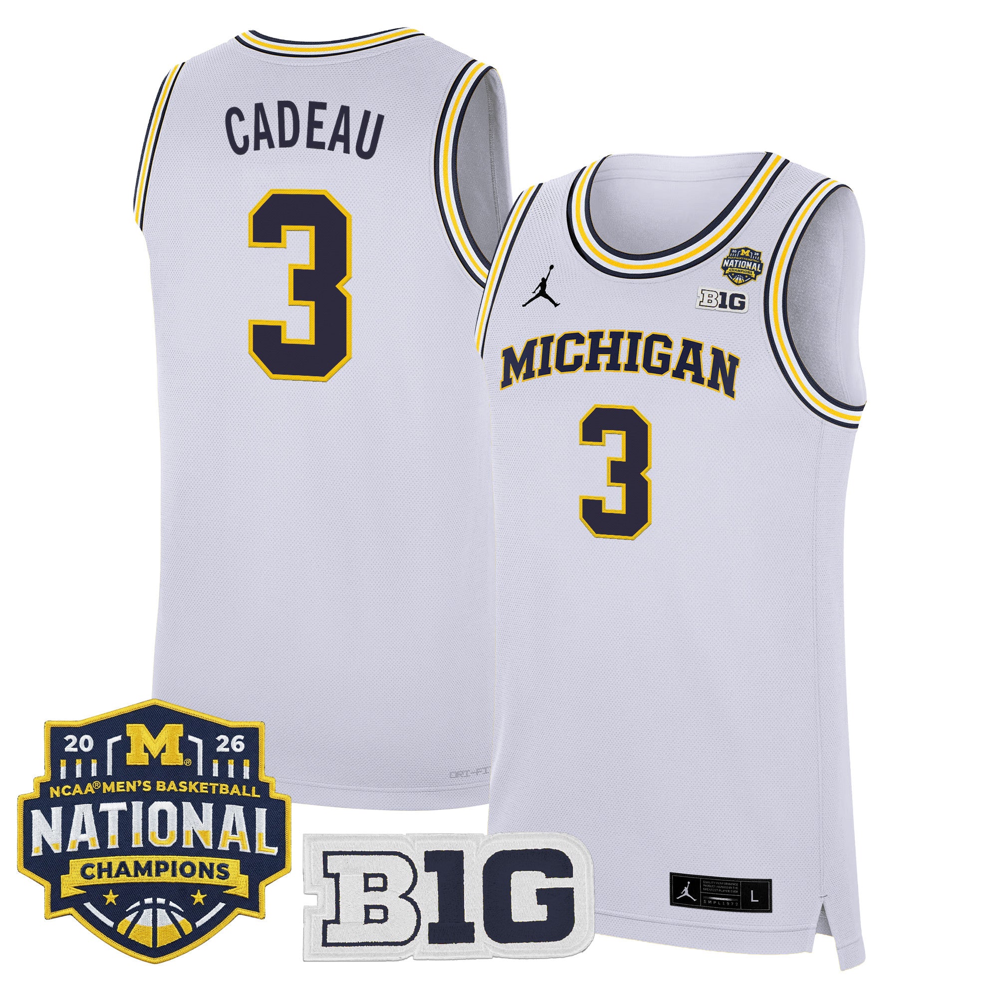 Men's Michigan Wolverines 2026 National Champions Patch Basketball Jersey - All Stitched