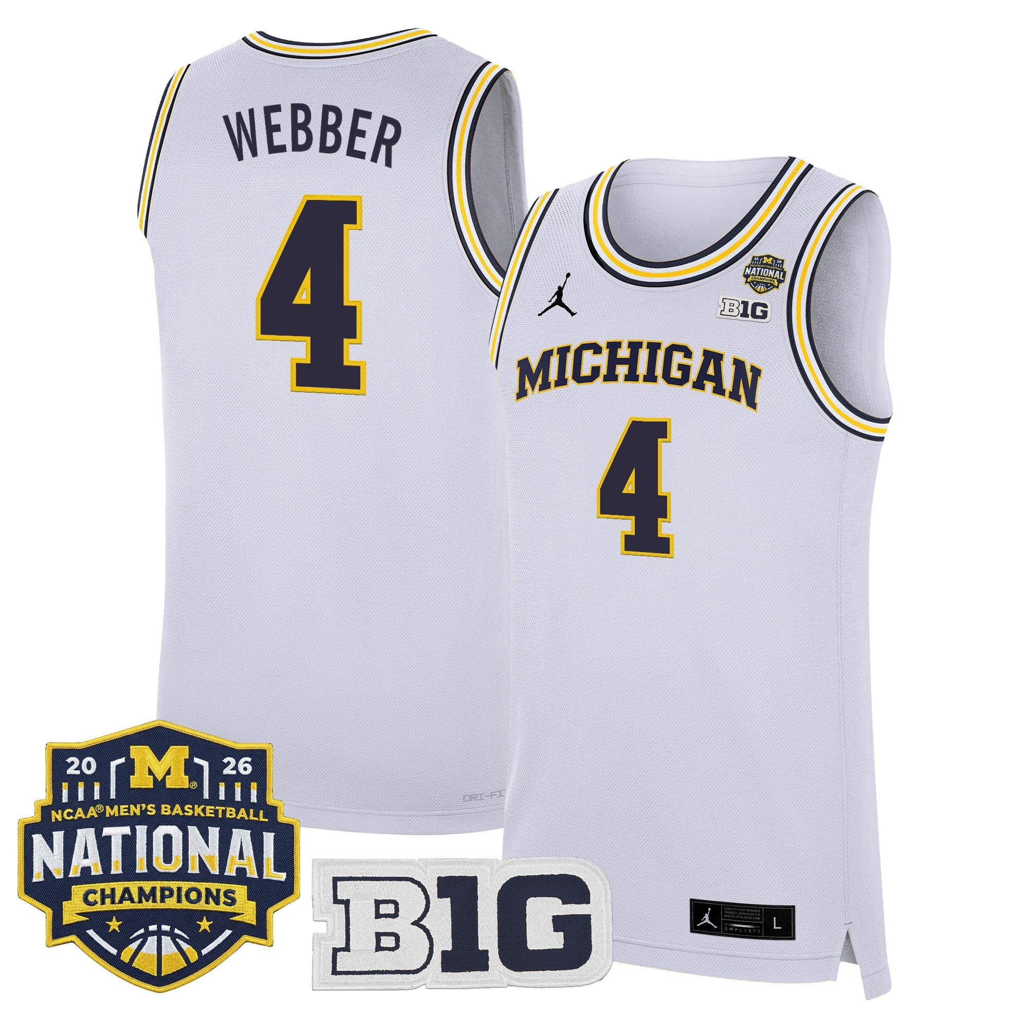 Men's Michigan Wolverines 2026 National Champions Patch Basketball Jersey - All Stitched