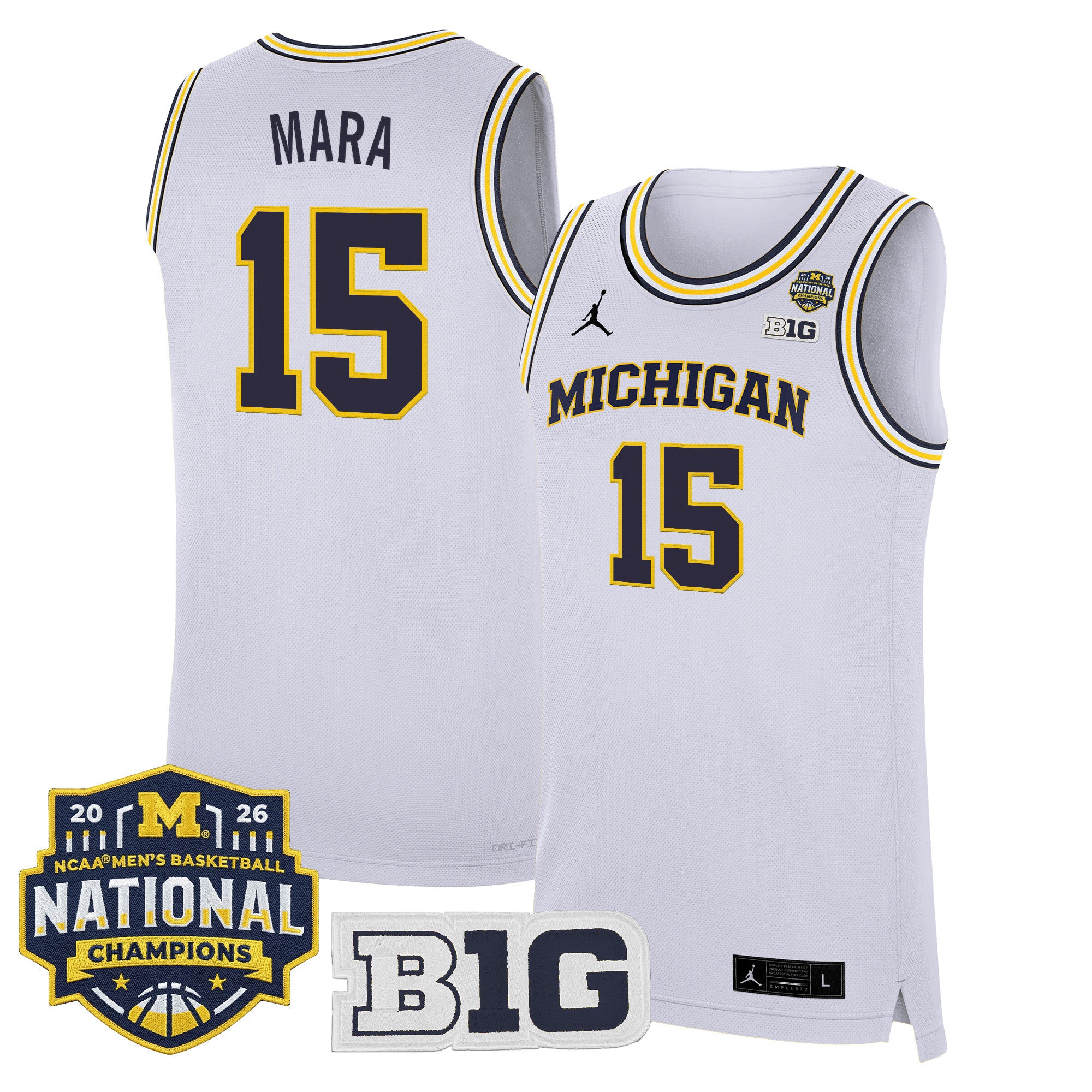 Men's Michigan Wolverines 2026 National Champions Patch Basketball Jersey - All Stitched