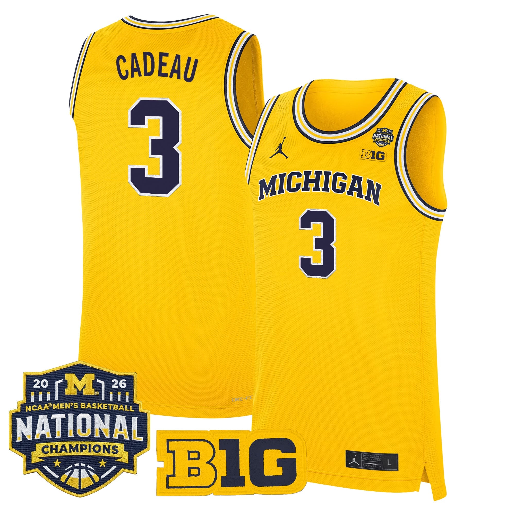 Men's Michigan Wolverines 2026 National Champions Patch Basketball Jersey - All Stitched