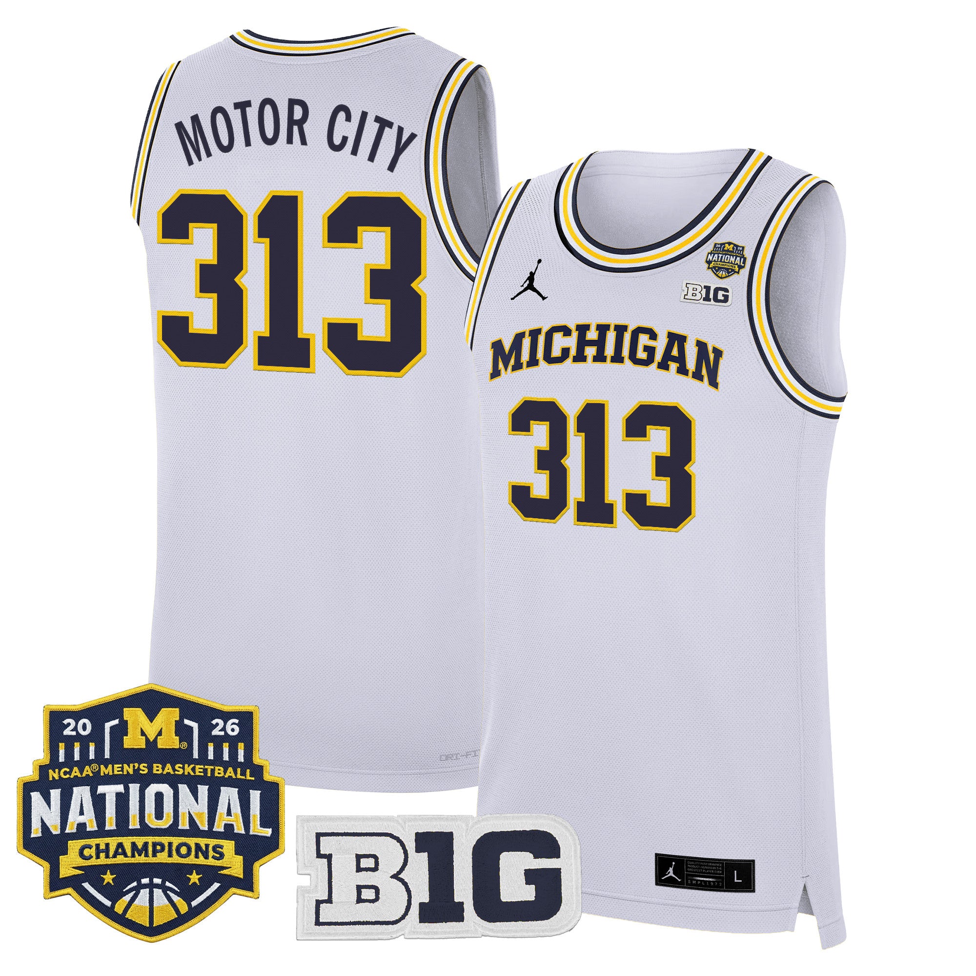 Men's Michigan Wolverines 2026 National Champions Patch Basketball Jersey - All Stitched