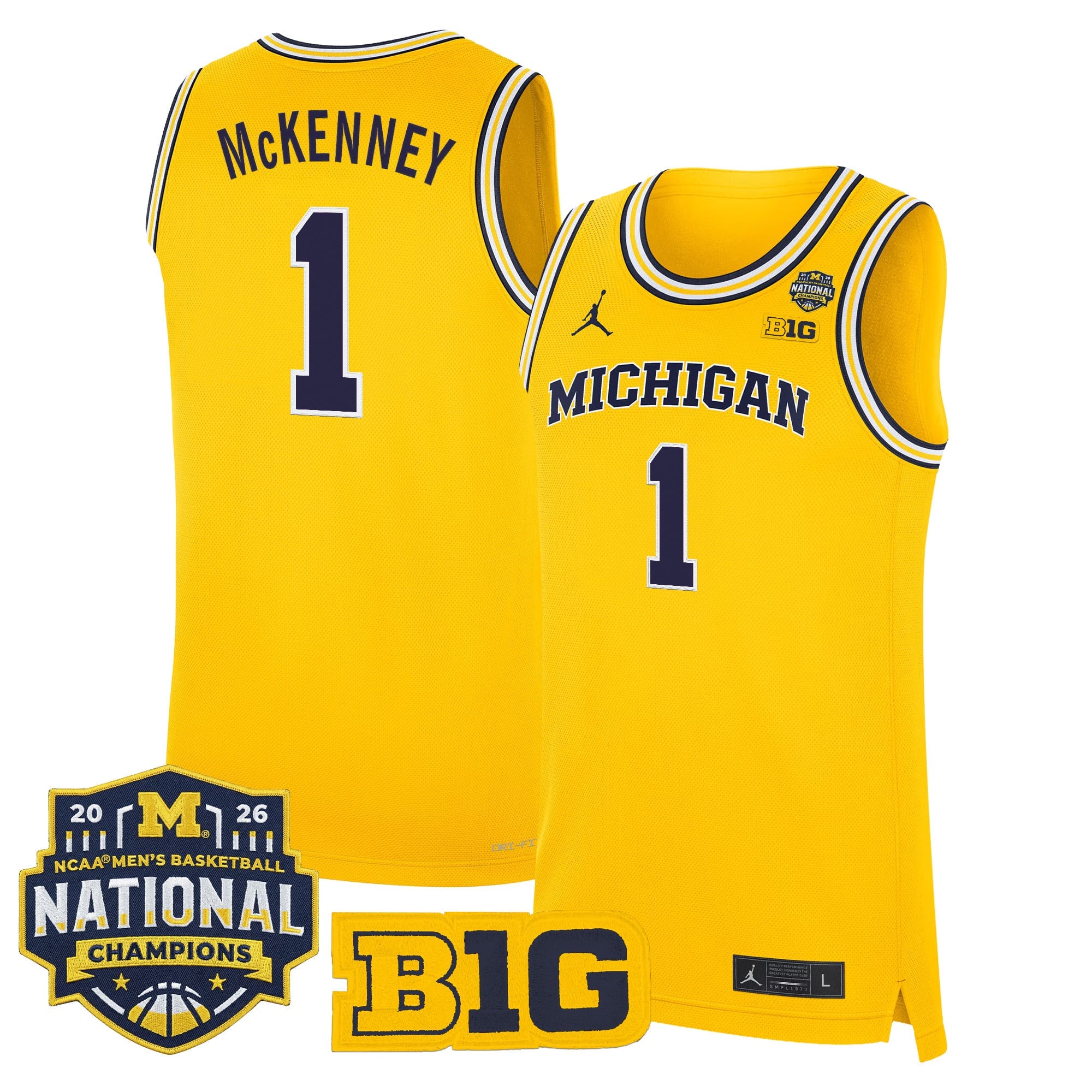 Men's Michigan Wolverines 2026 National Champions Patch Basketball Jersey - All Stitched