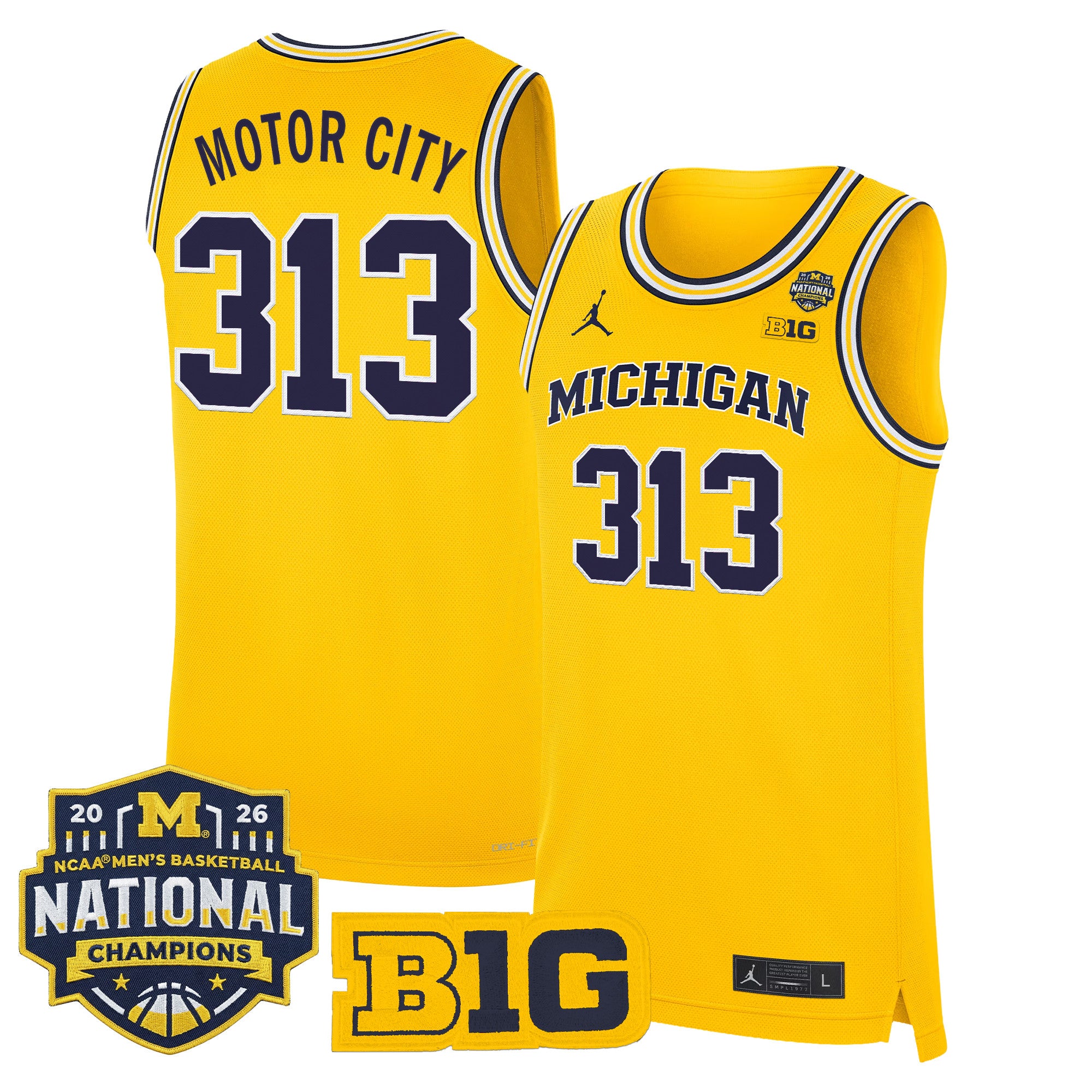 Men's Michigan Wolverines 2026 National Champions Patch Basketball Jersey - All Stitched