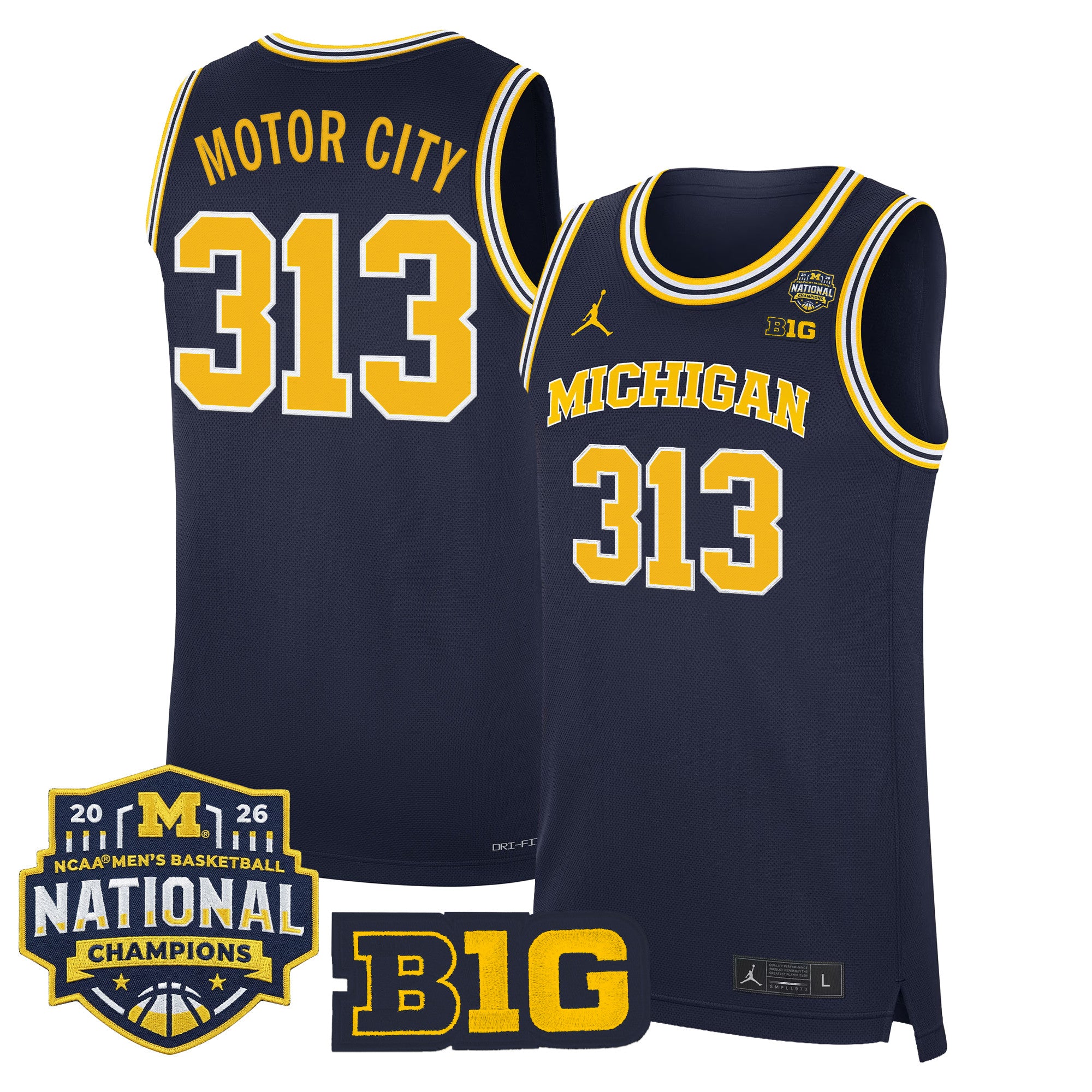 Men's Michigan Wolverines 2026 National Champions Patch Basketball Jersey - All Stitched