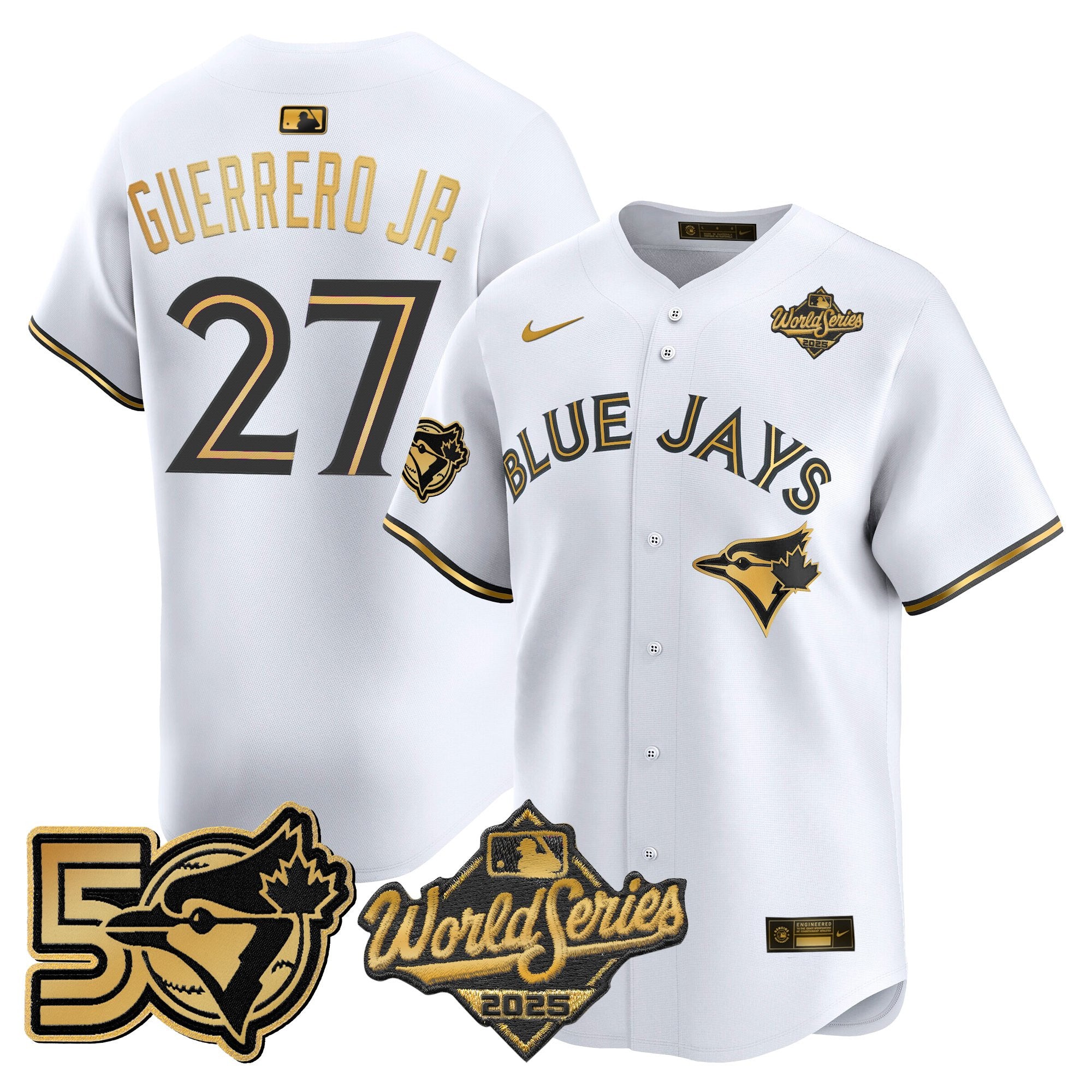Men's Toronto Blue Jays 2025 World Series Vapor Premier Limited Jersey - 50 Seasons Patch - All Stitched