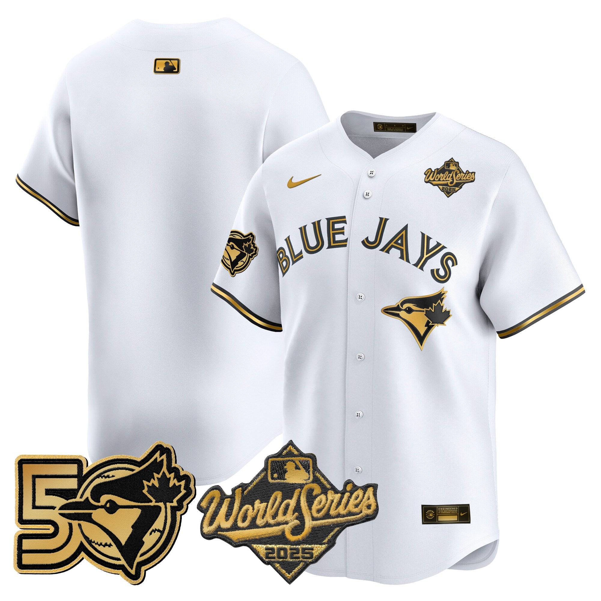 Men's Toronto Blue Jays 2025 World Series Vapor Premier Limited Jersey - 50 Seasons Patch - All Stitched