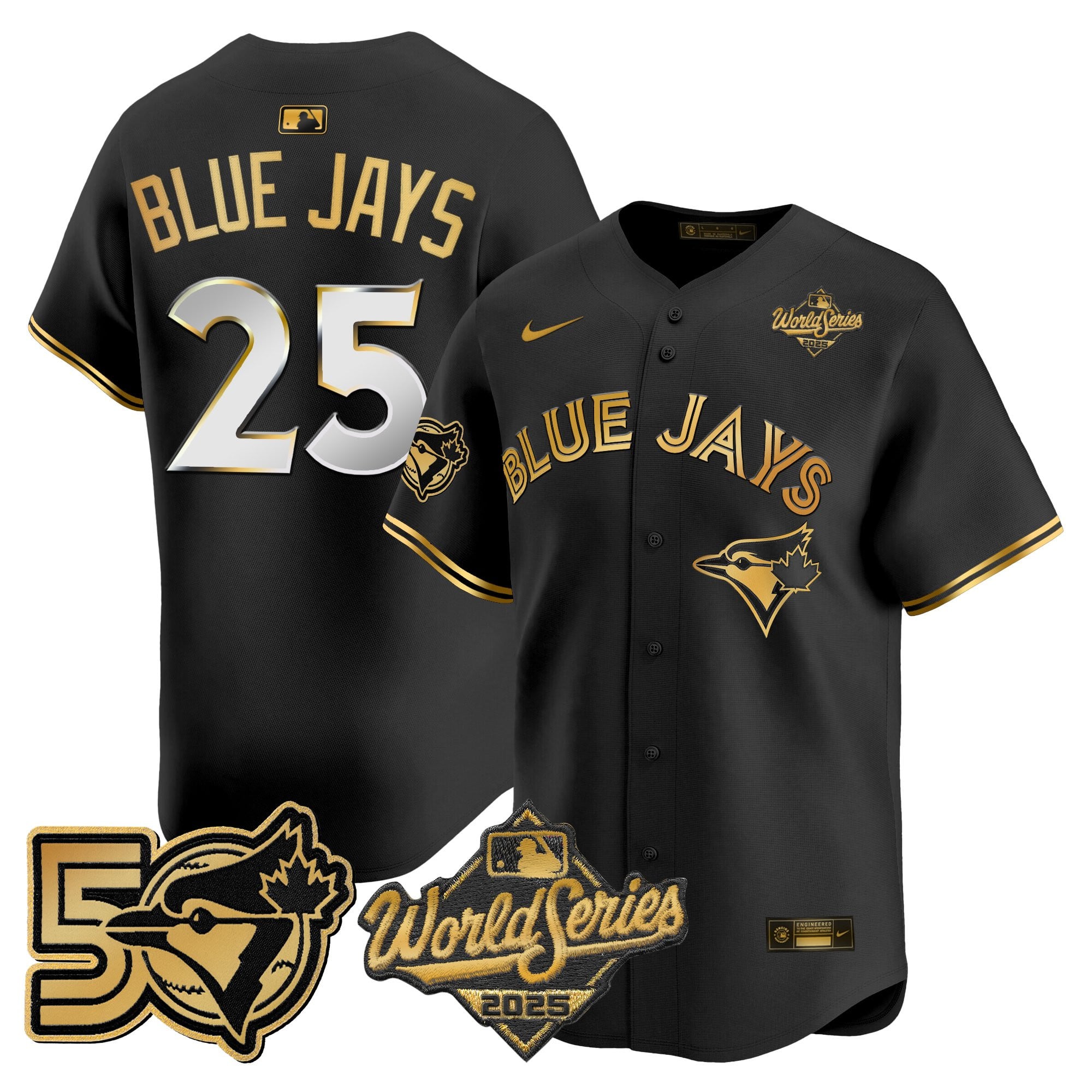 Men's Toronto Blue Jays 2025 World Series Vapor Premier Limited Jersey - 50 Seasons Patch - All Stitched