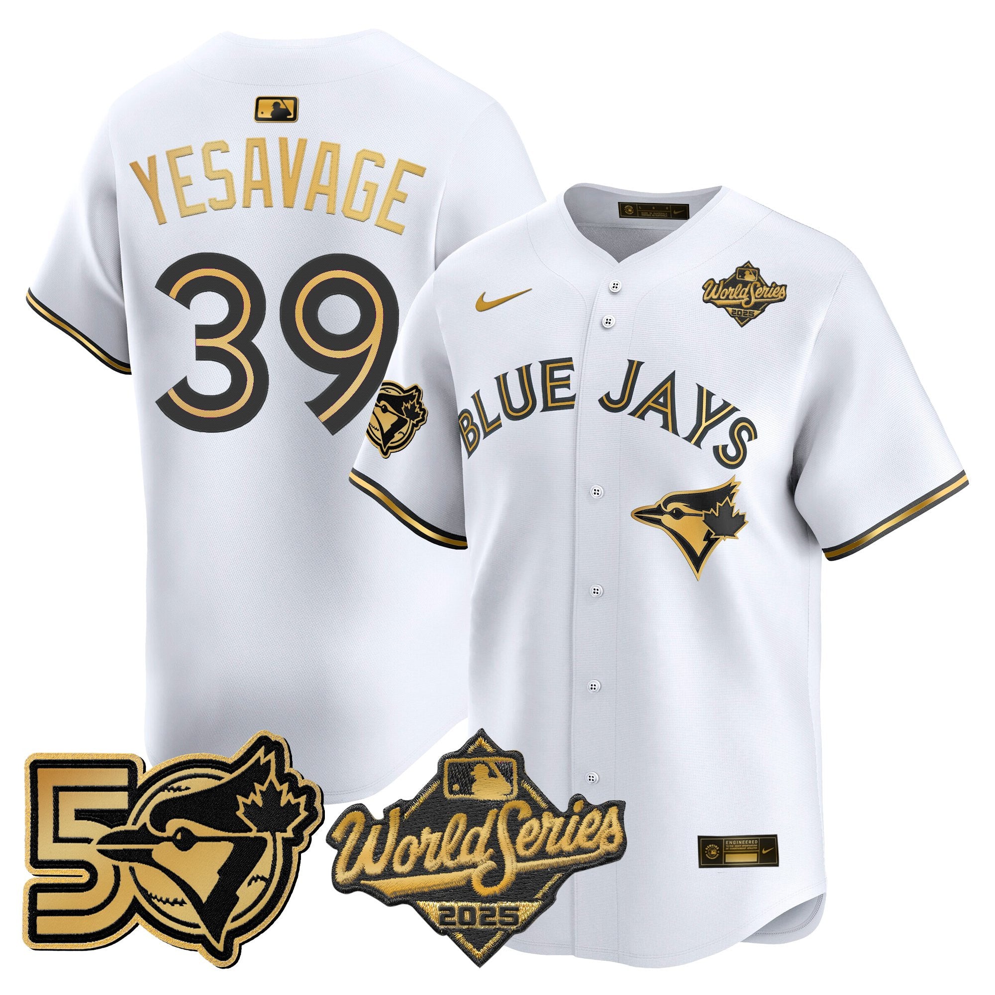 Men's Toronto Blue Jays 2025 World Series Vapor Premier Limited Jersey - 50 Seasons Patch - All Stitched