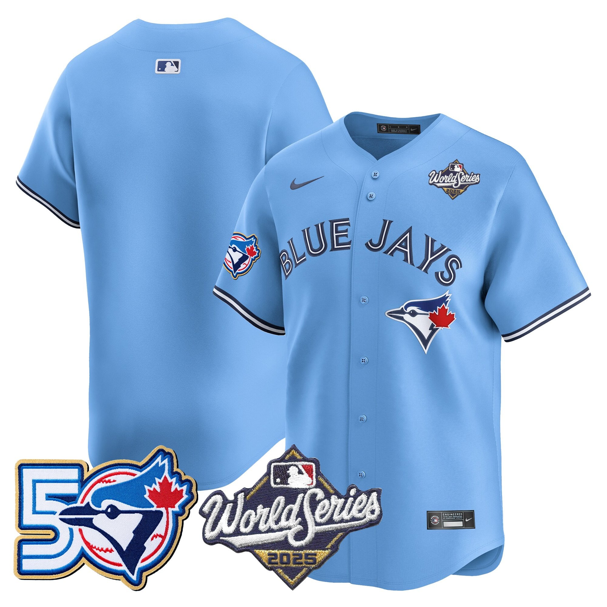 Men's Toronto Blue Jays 2025 World Series Vapor Premier Limited Jersey - 50 Seasons Patch - All Stitched