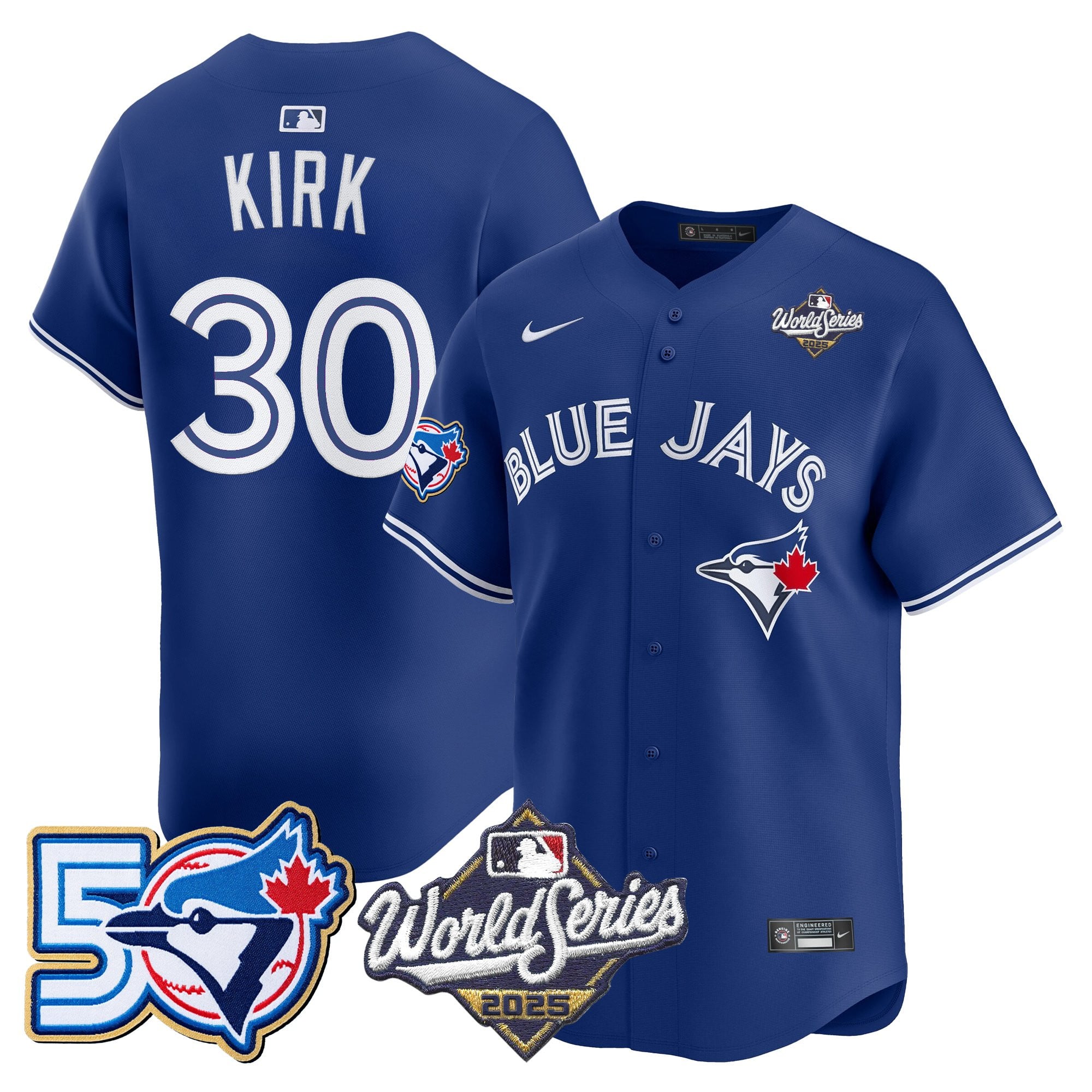 Men's Toronto Blue Jays 2025 World Series Vapor Premier Limited Jersey - 50 Seasons Patch - All Stitched