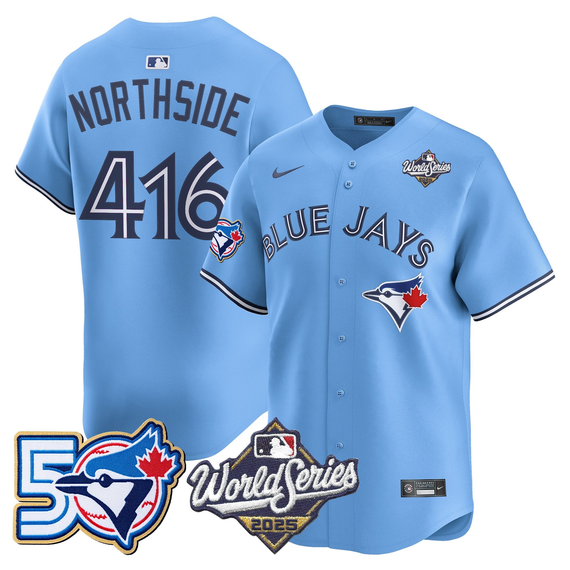 Men's Toronto Blue Jays 2025 World Series Vapor Premier Limited Jersey - 50 Seasons Patch - All Stitched