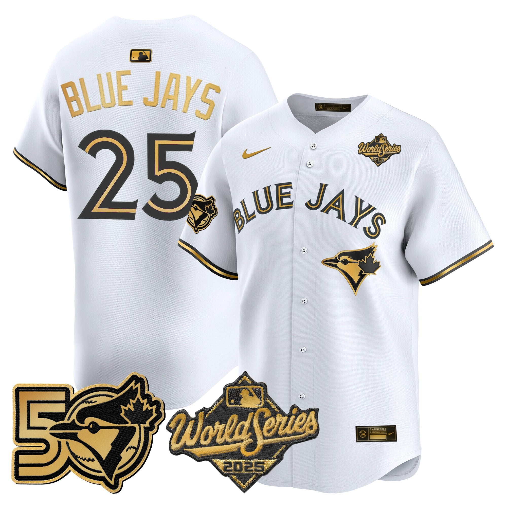 Men's Toronto Blue Jays 2025 World Series Vapor Premier Limited Jersey - 50 Seasons Patch - All Stitched