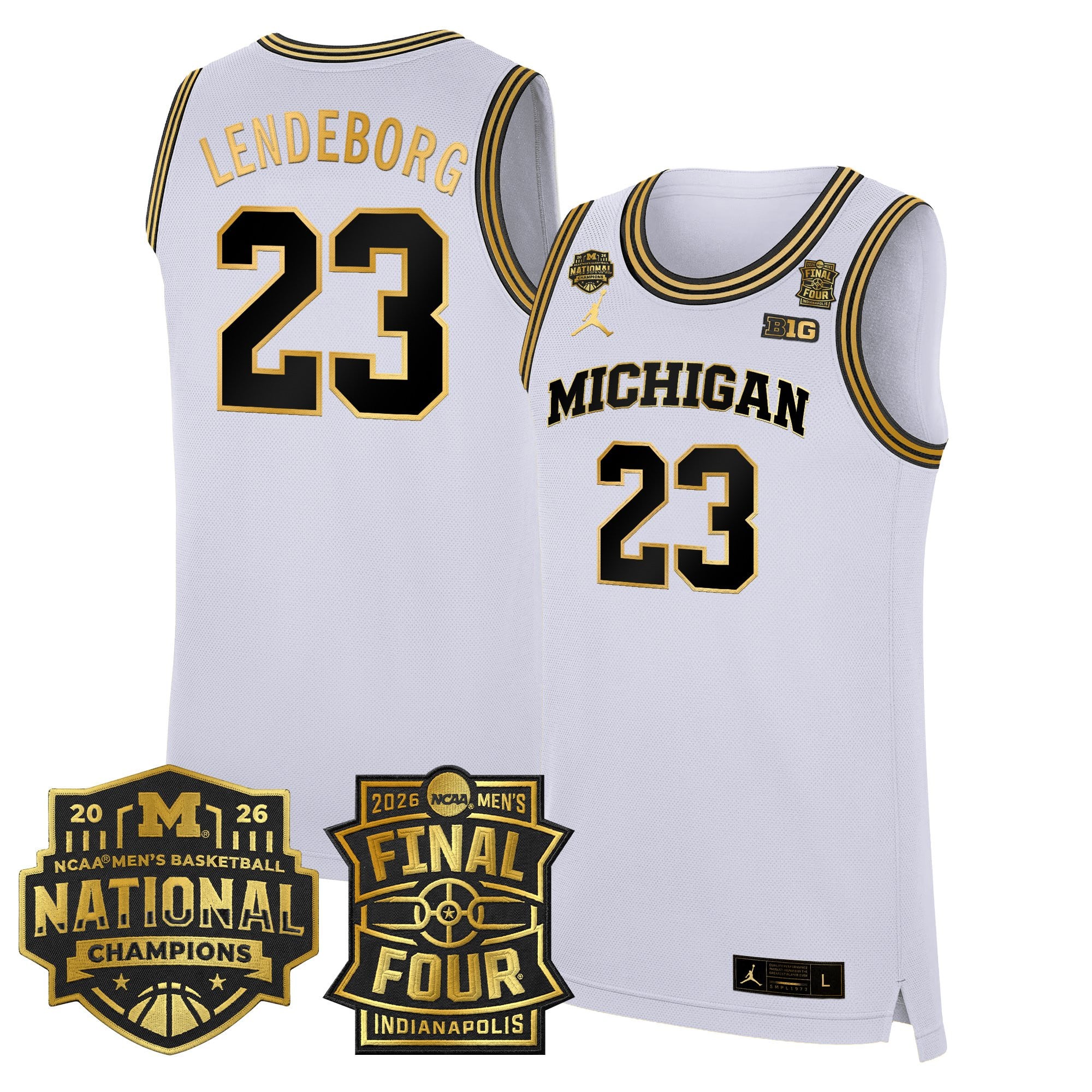 Men's Michigan Wolverines 2026 Final Four & National Champions Patch Basketball Jersey - All Stitched