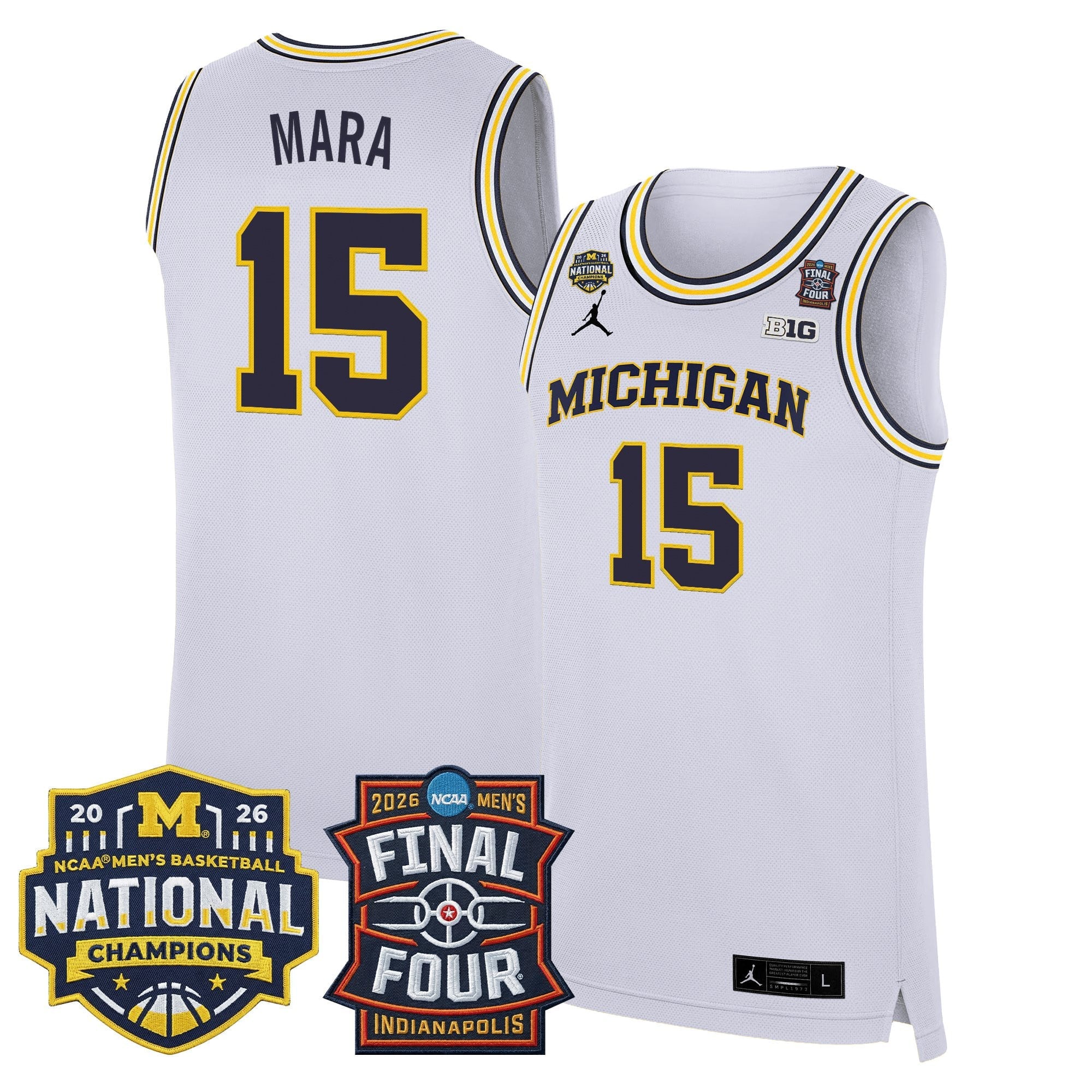 Men's Michigan Wolverines 2026 Final Four & National Champions Patch Basketball Jersey - All Stitched