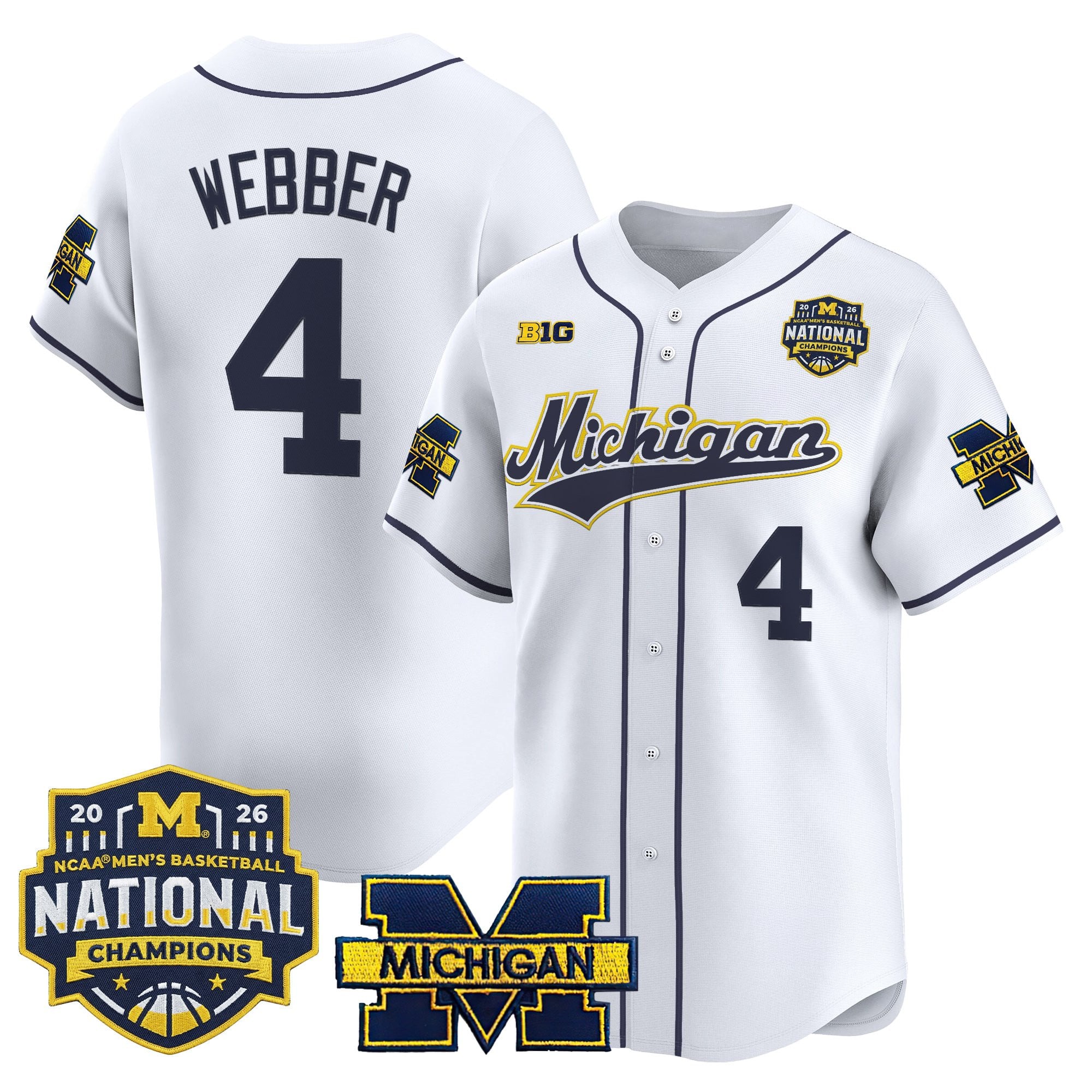 Men's Michigan Wolverines 2026 National Champions Patch Vapor Baseball Jersey - All Stitched