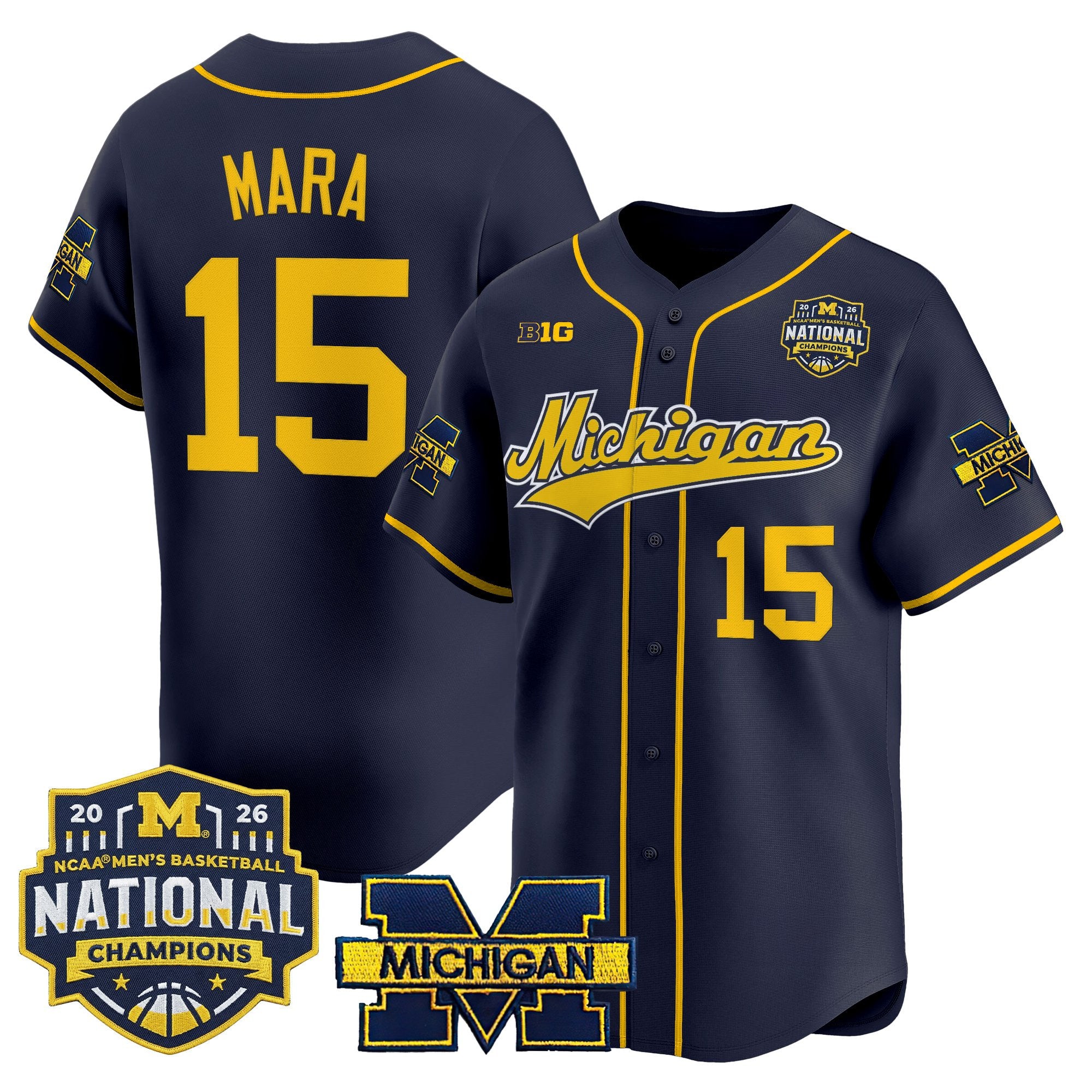 Men's Michigan Wolverines 2026 National Champions Patch Vapor Baseball Jersey - All Stitched