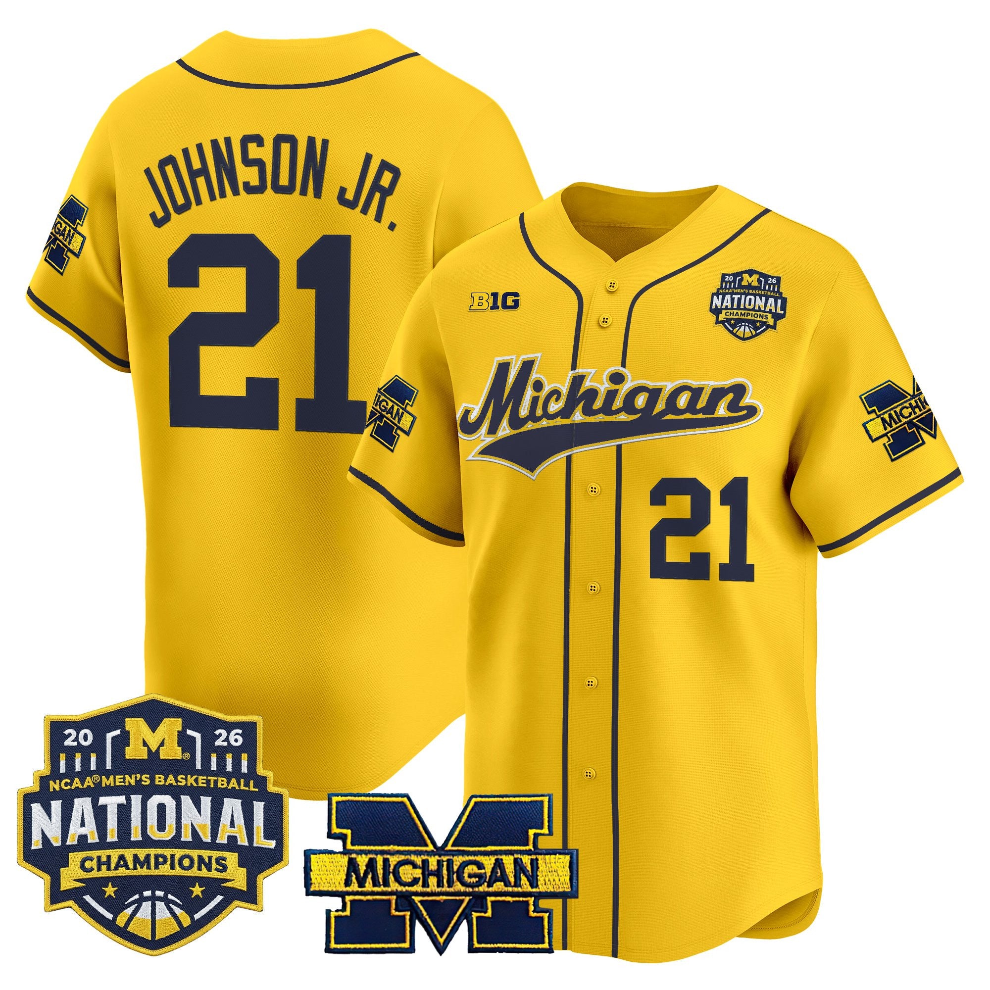 Men's Michigan Wolverines 2026 National Champions Patch Vapor Baseball Jersey - All Stitched
