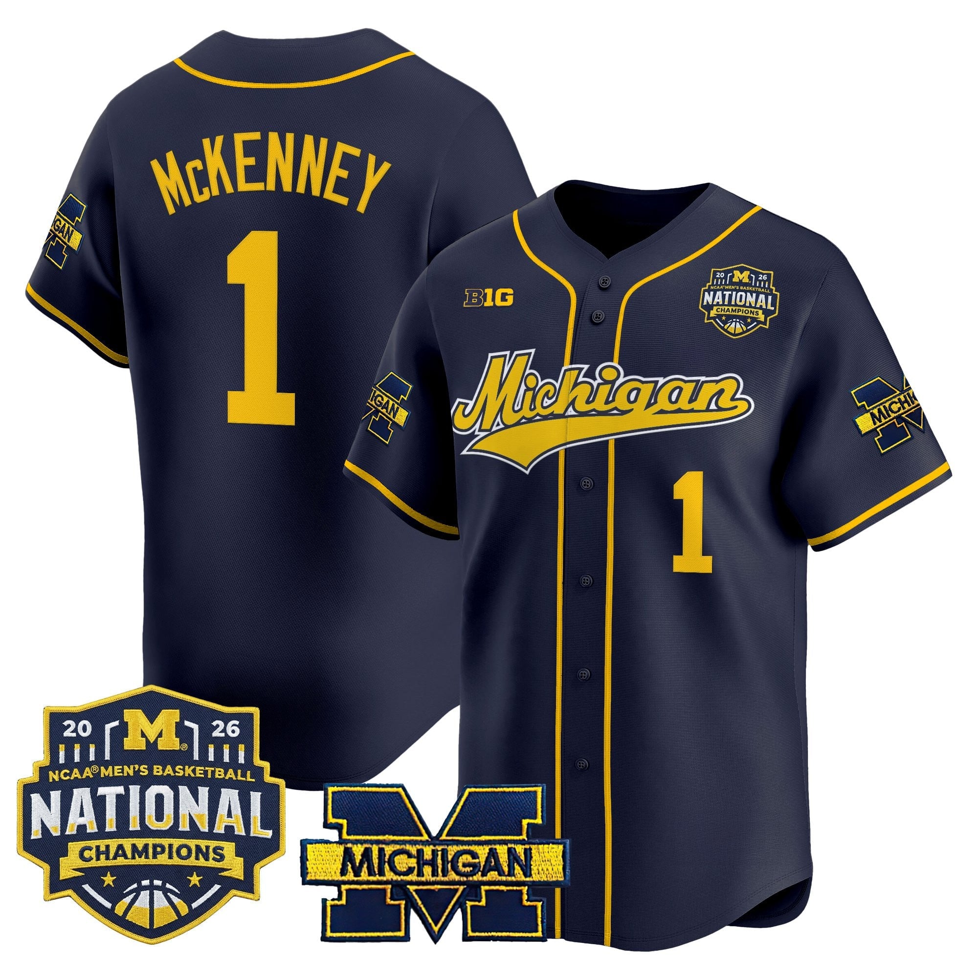 Men's Michigan Wolverines 2026 National Champions Patch Vapor Baseball Jersey - All Stitched