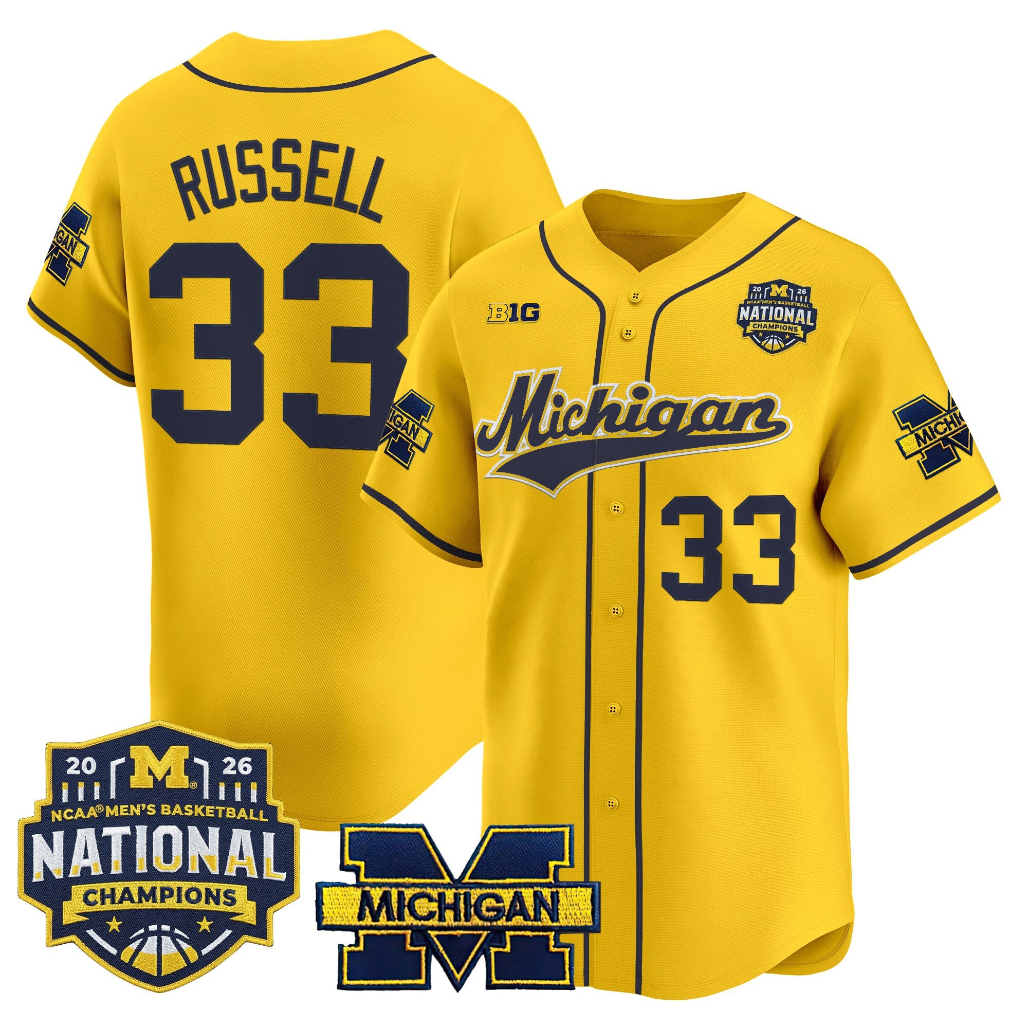 Men's Michigan Wolverines 2026 National Champions Patch Vapor Baseball Jersey - All Stitched