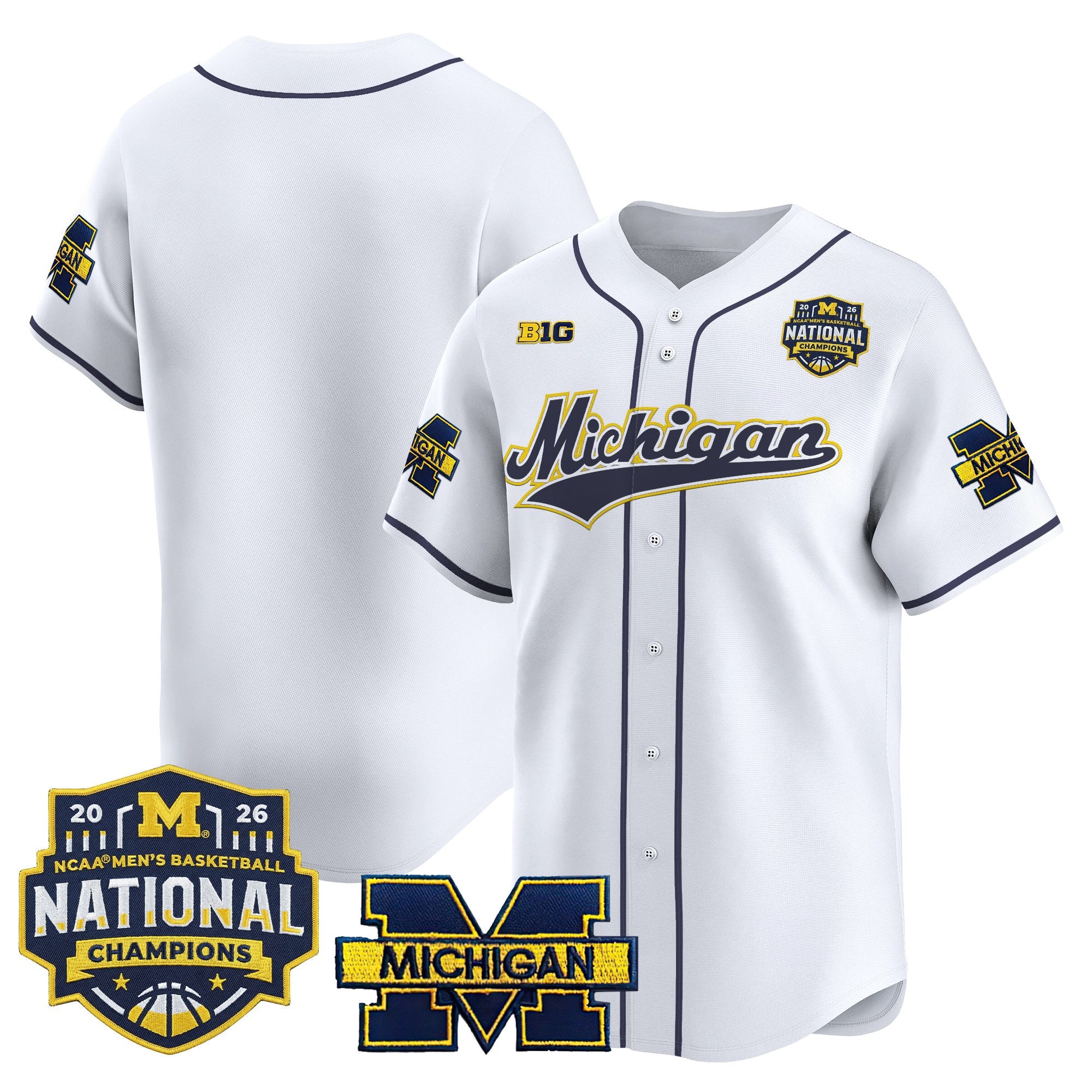 Men's Michigan Wolverines 2026 National Champions Patch Vapor Baseball Jersey - All Stitched