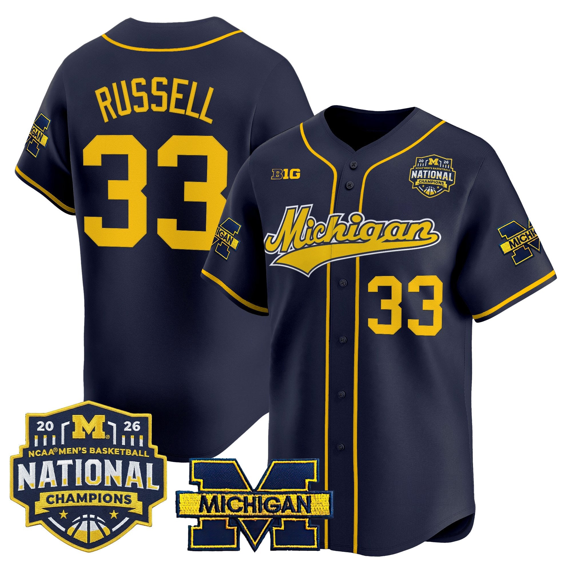 Men's Michigan Wolverines 2026 National Champions Patch Vapor Baseball Jersey - All Stitched