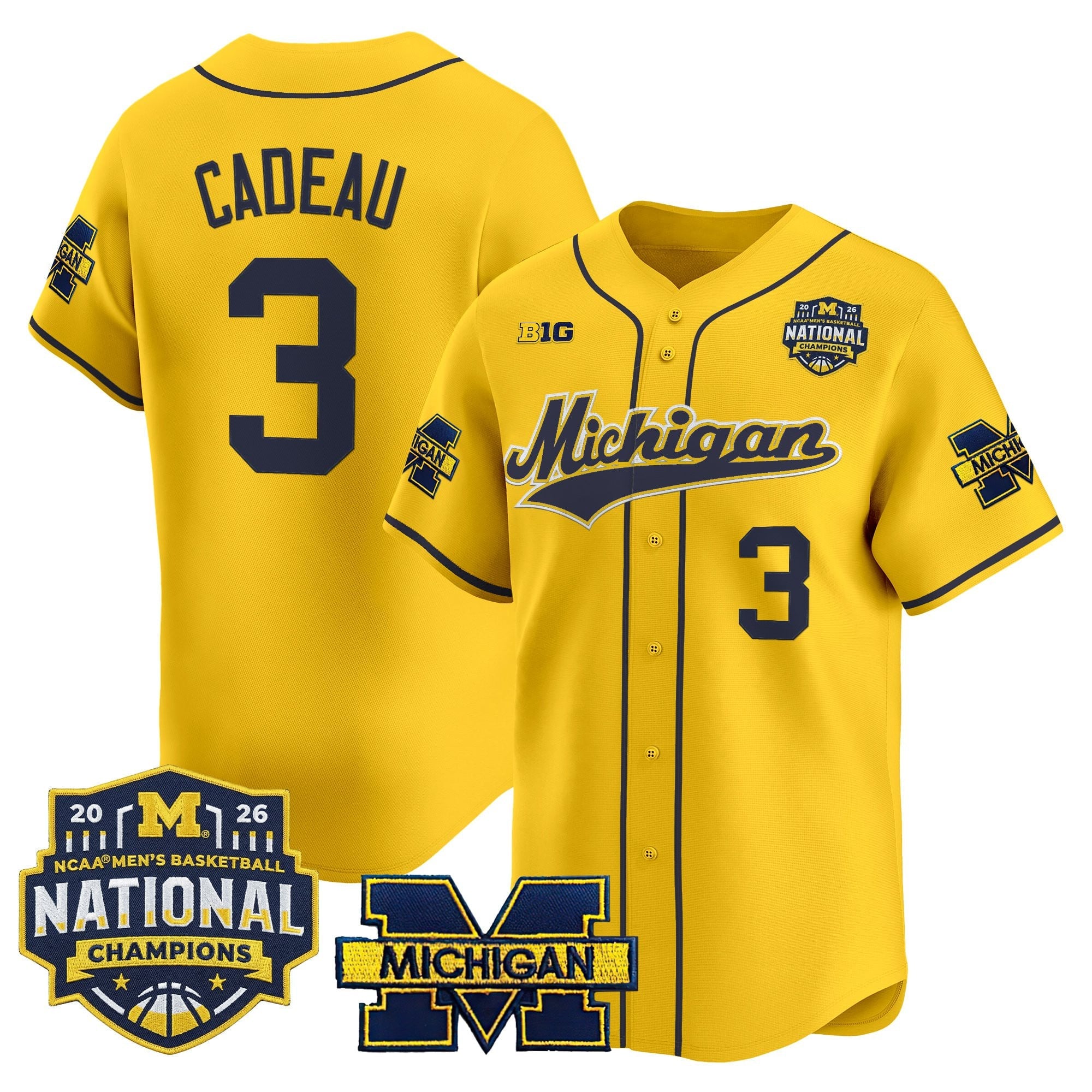 Men's Michigan Wolverines 2026 National Champions Patch Vapor Baseball Jersey - All Stitched