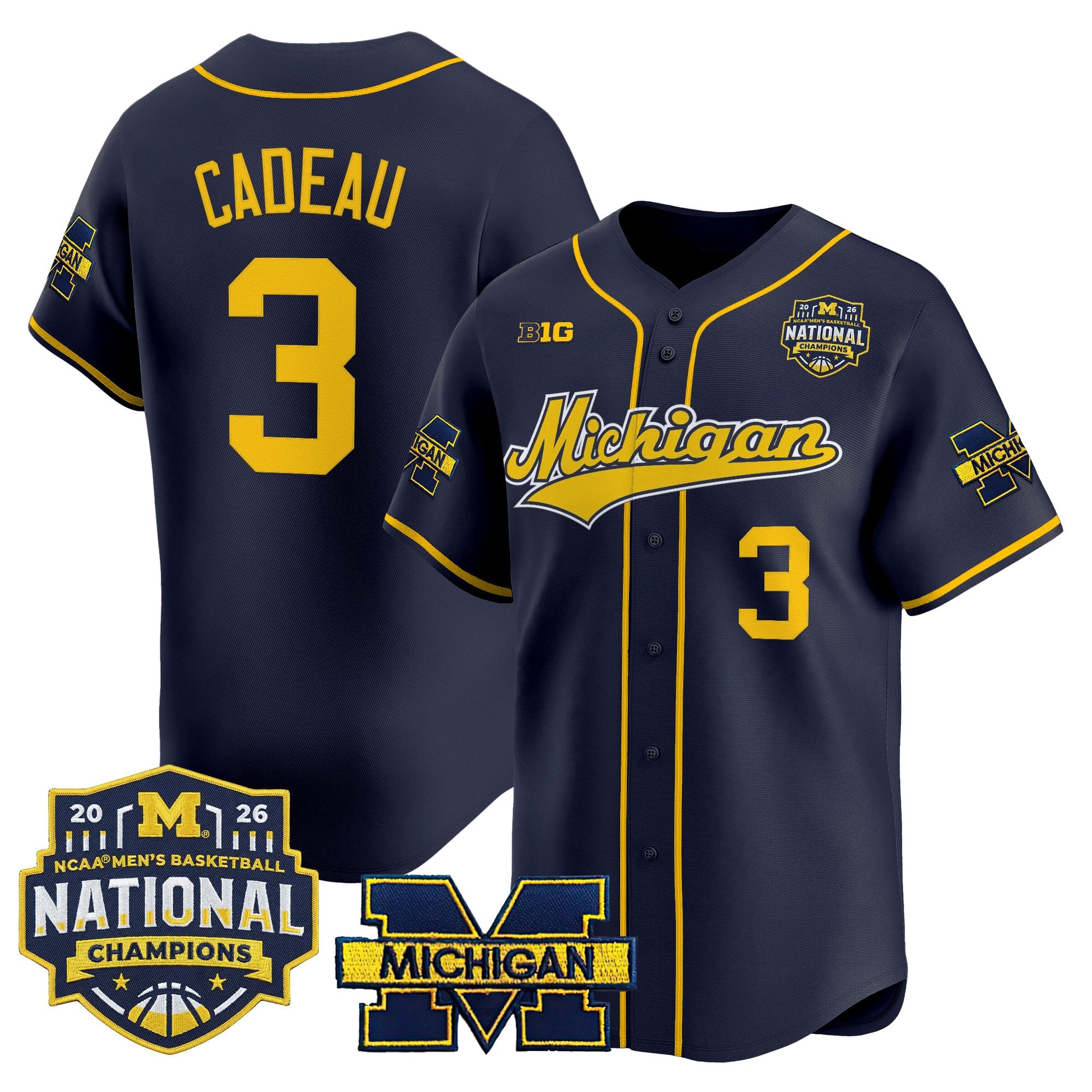 Men's Michigan Wolverines 2026 National Champions Patch Vapor Baseball Jersey - All Stitched