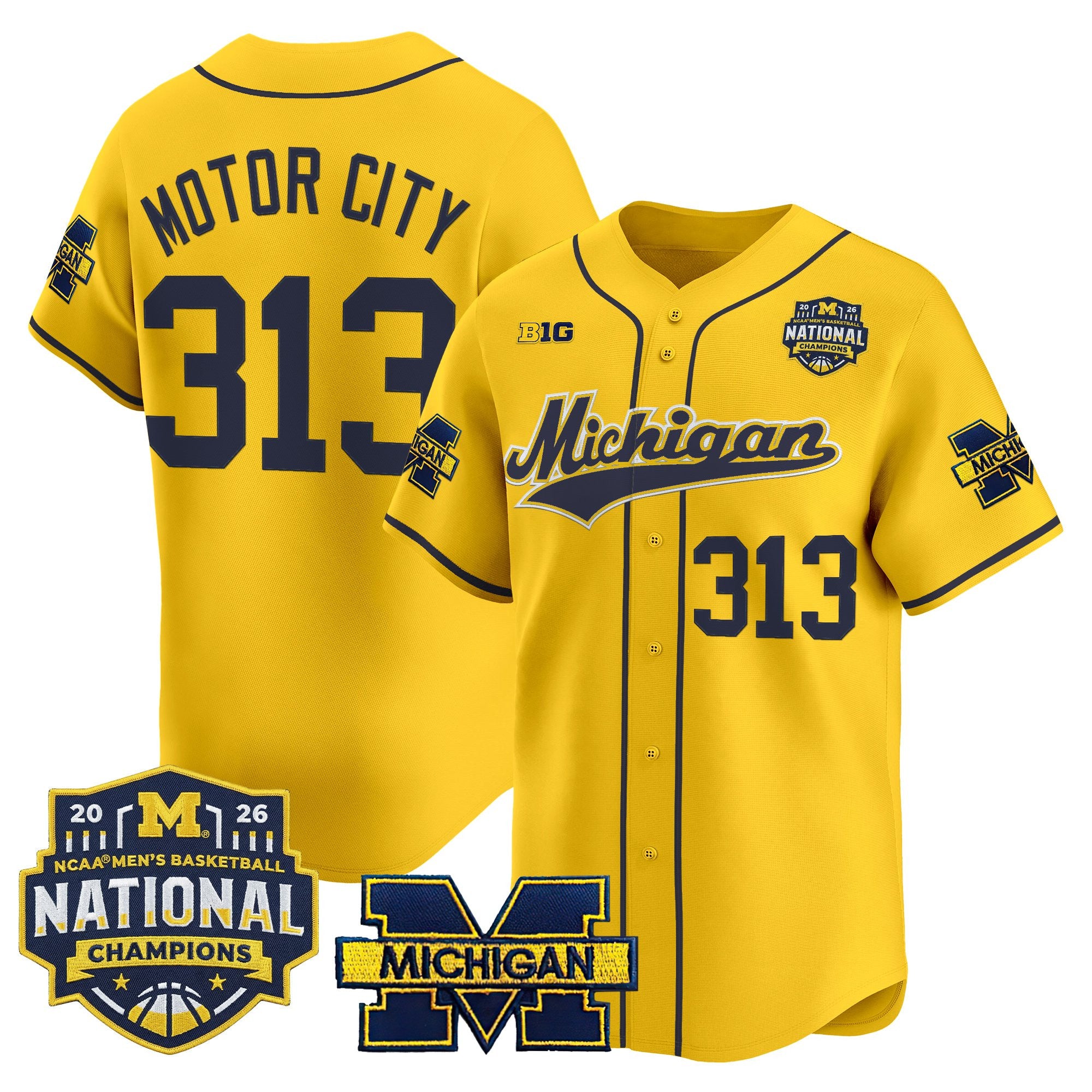 Men's Michigan Wolverines 2026 National Champions Patch Vapor Baseball Jersey - All Stitched