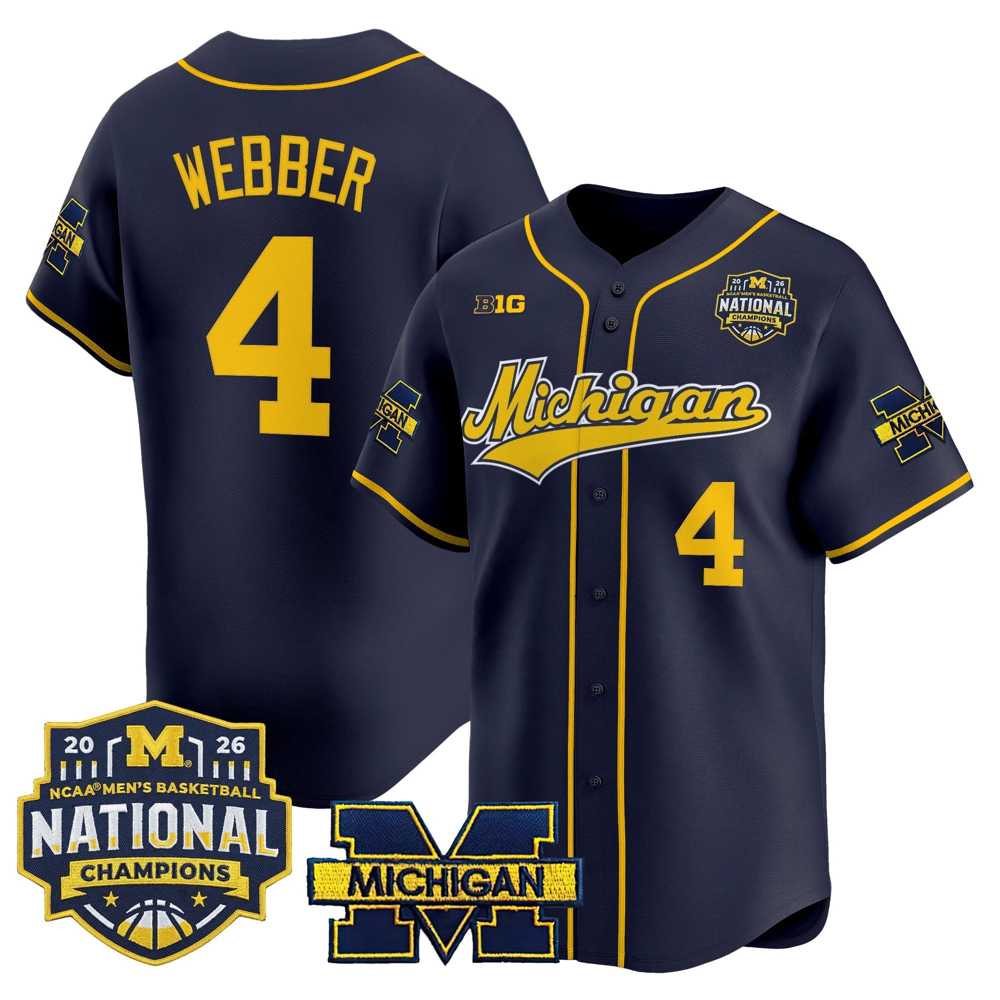 Men's Michigan Wolverines 2026 National Champions Patch Vapor Baseball Jersey - All Stitched