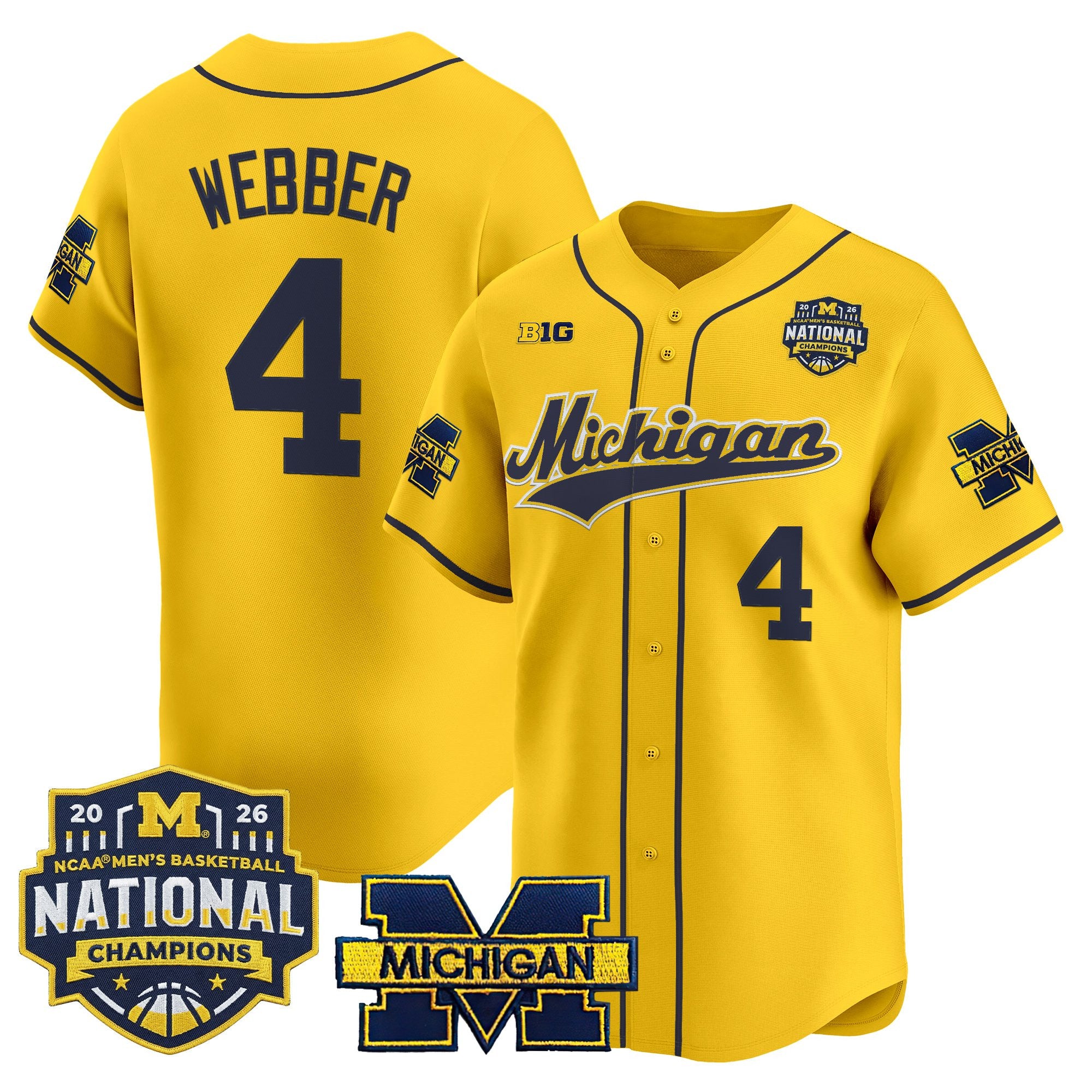 Men's Michigan Wolverines 2026 National Champions Patch Vapor Baseball Jersey - All Stitched