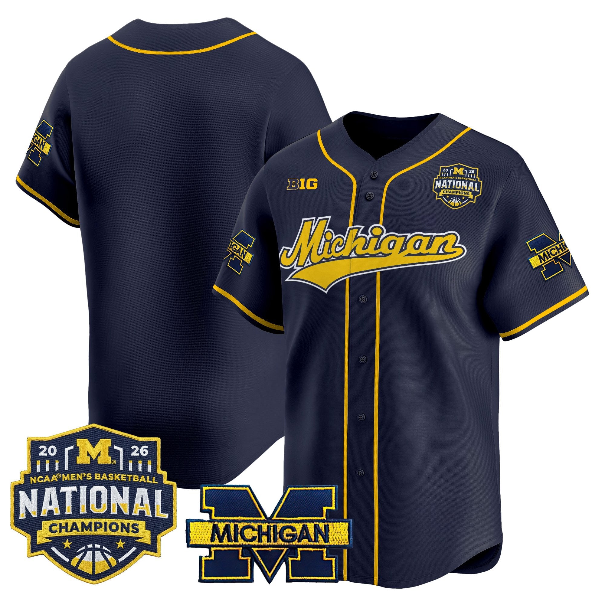 Men's Michigan Wolverines 2026 National Champions Patch Vapor Baseball Jersey - All Stitched