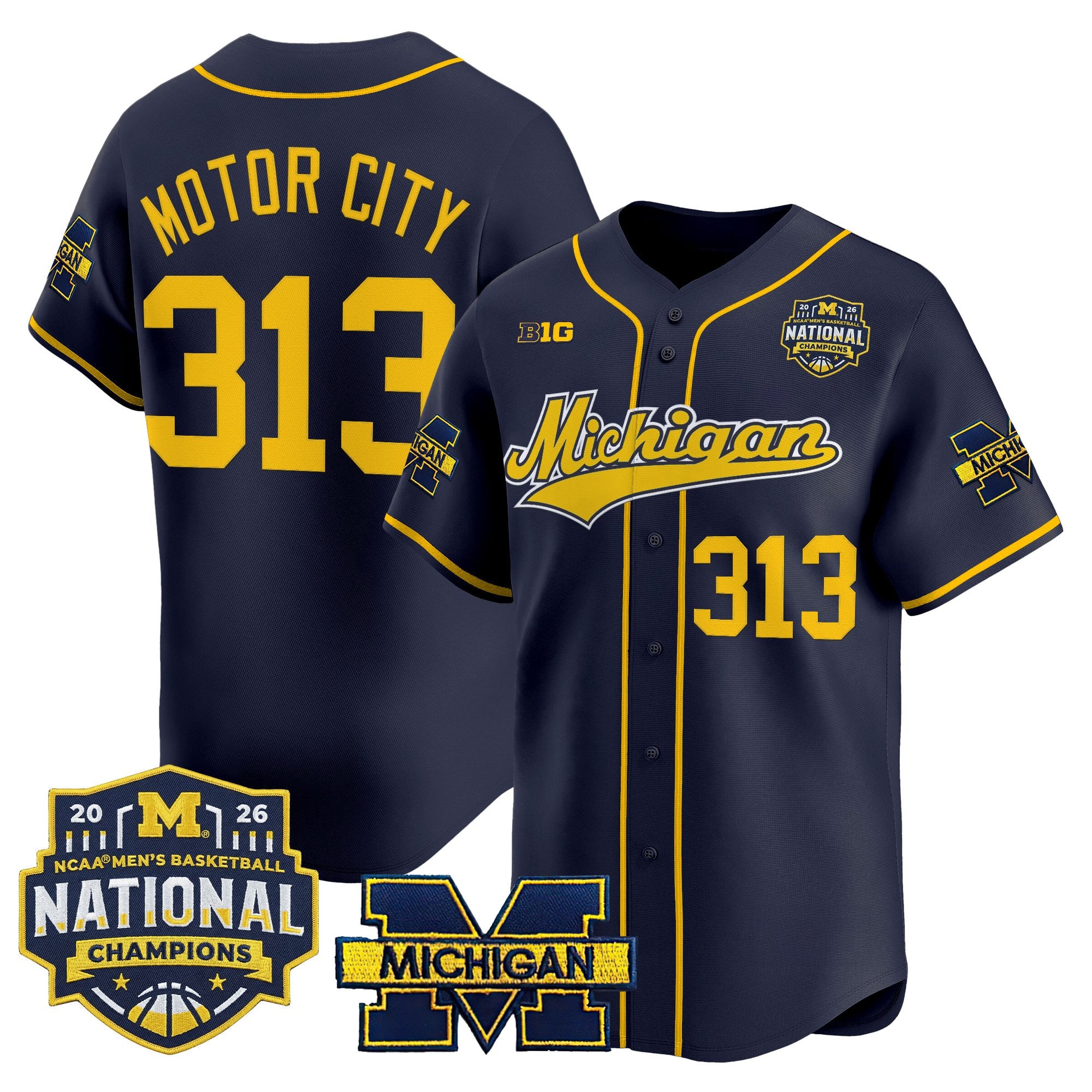 Men's Michigan Wolverines 2026 National Champions Patch Vapor Baseball Jersey - All Stitched