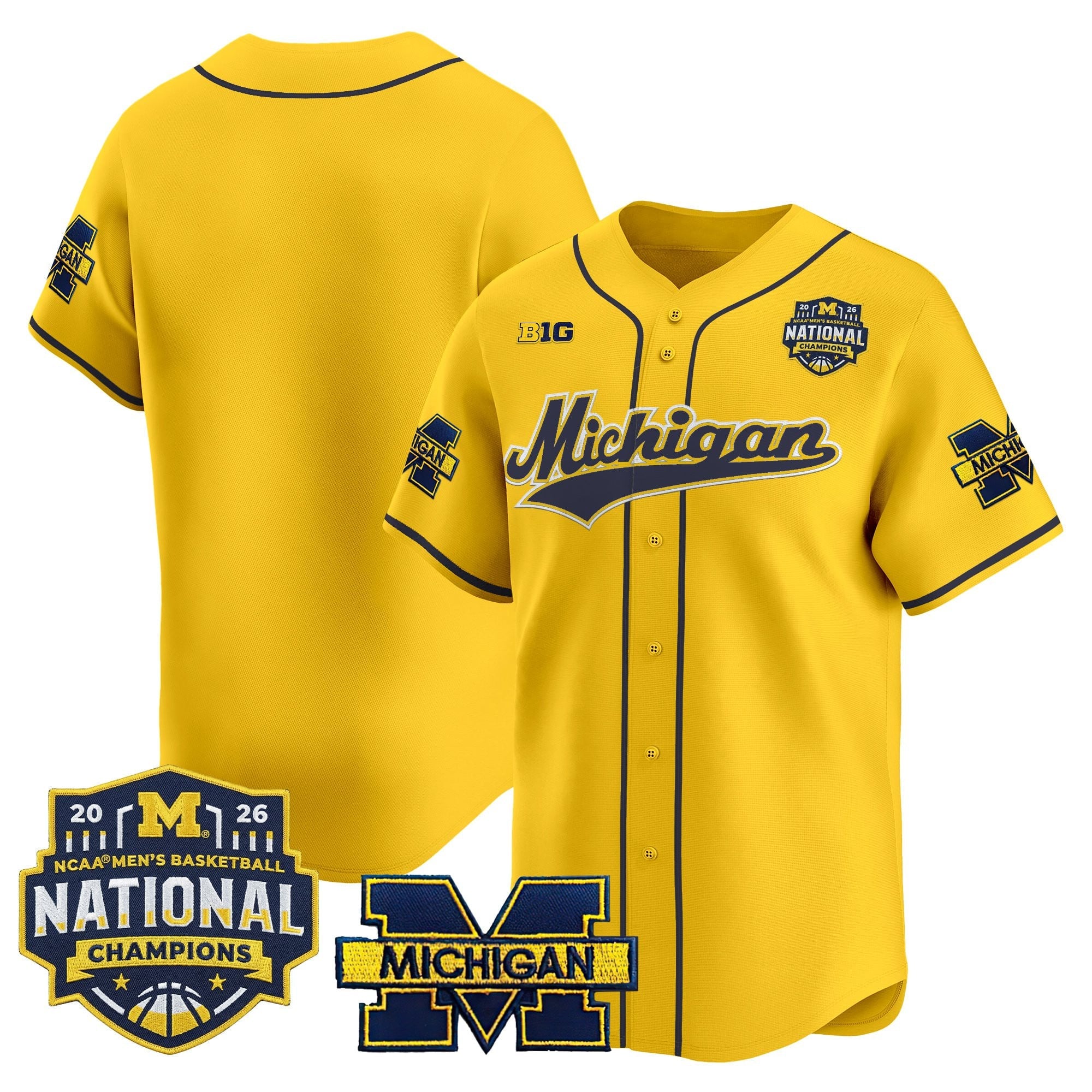 Men's Michigan Wolverines 2026 National Champions Patch Vapor Baseball Jersey - All Stitched
