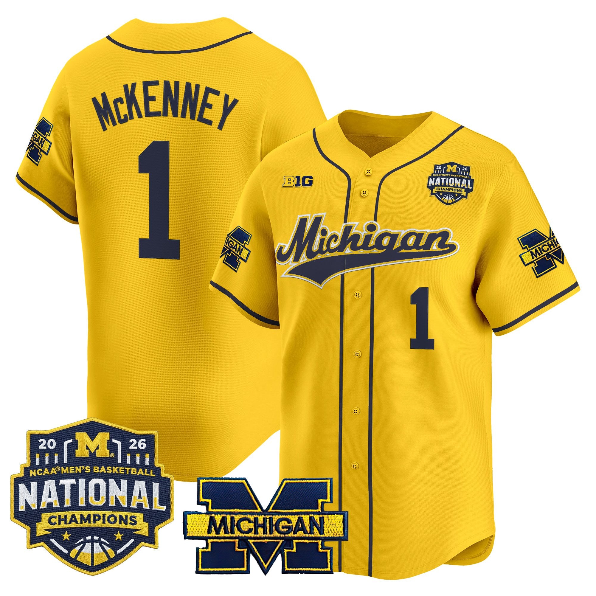 Men's Michigan Wolverines 2026 National Champions Patch Vapor Baseball Jersey - All Stitched