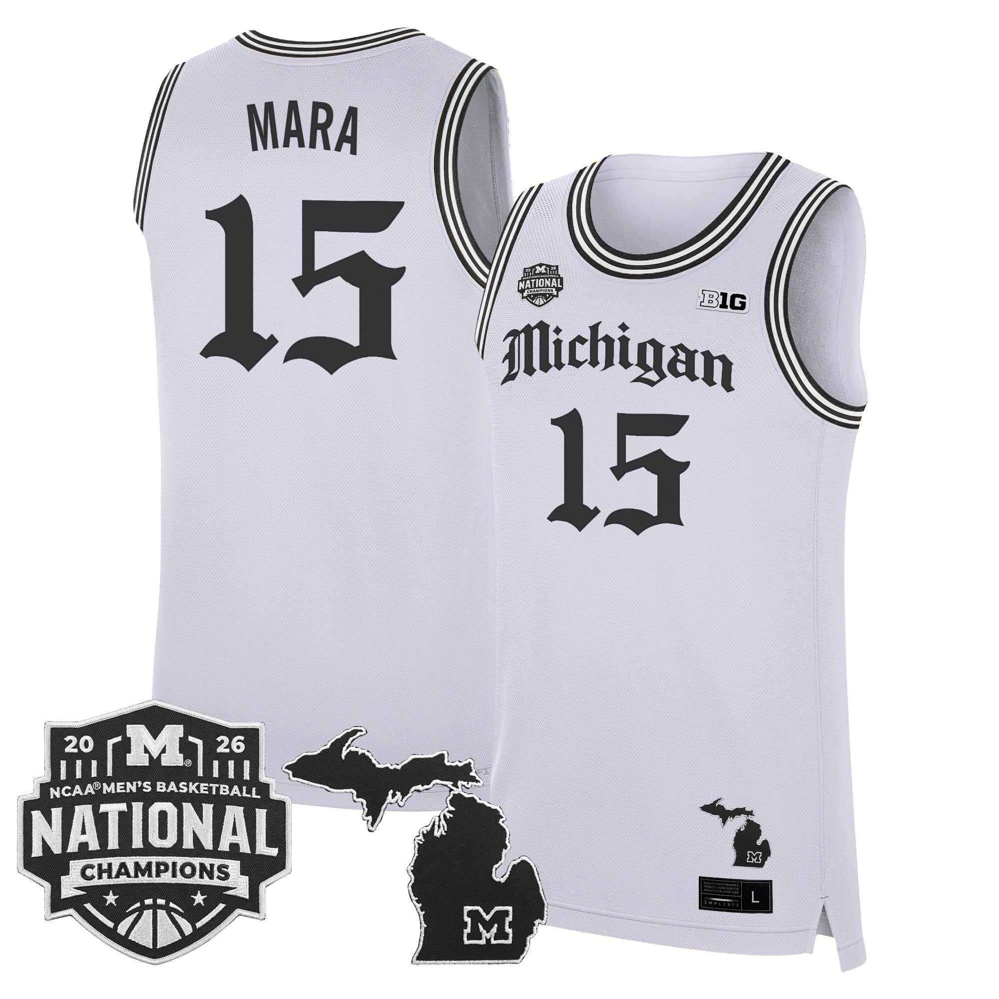 Men's Michigan Wolverines 2026 National Champions Patch Basketball Jersey - Gothic Edition - All Stitched