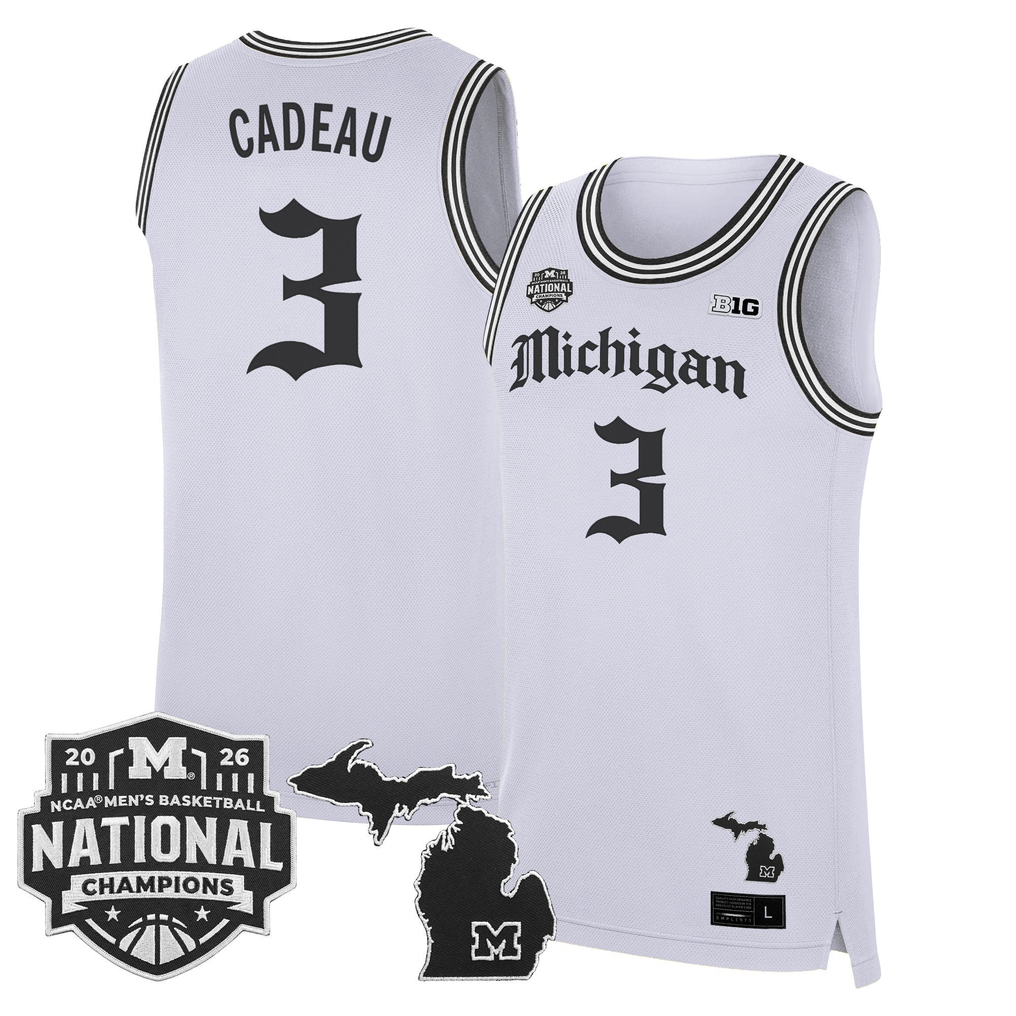 Men's Michigan Wolverines 2026 National Champions Patch Basketball Jersey - Gothic Edition - All Stitched