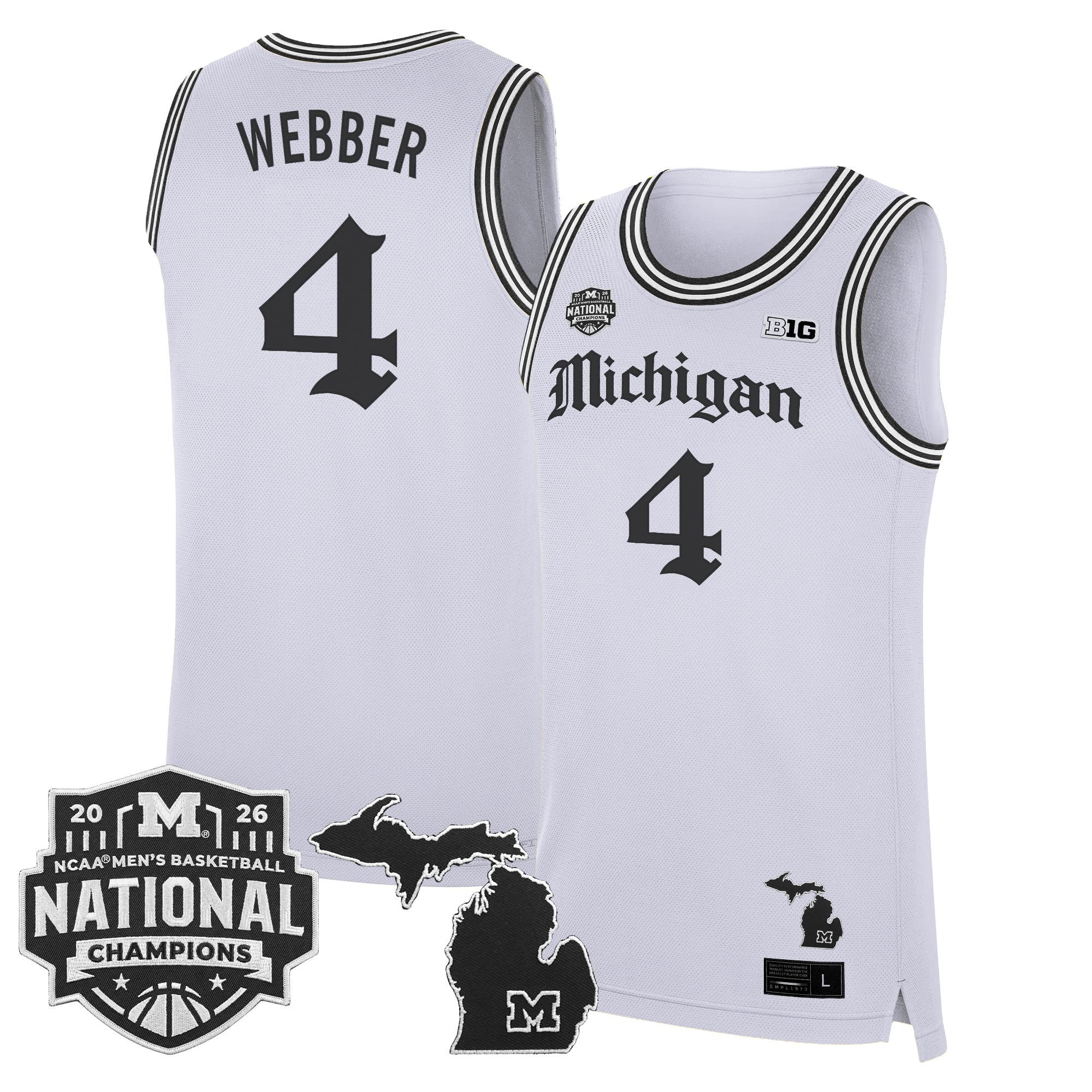 Men's Michigan Wolverines 2026 National Champions Patch Basketball Jersey - Gothic Edition - All Stitched