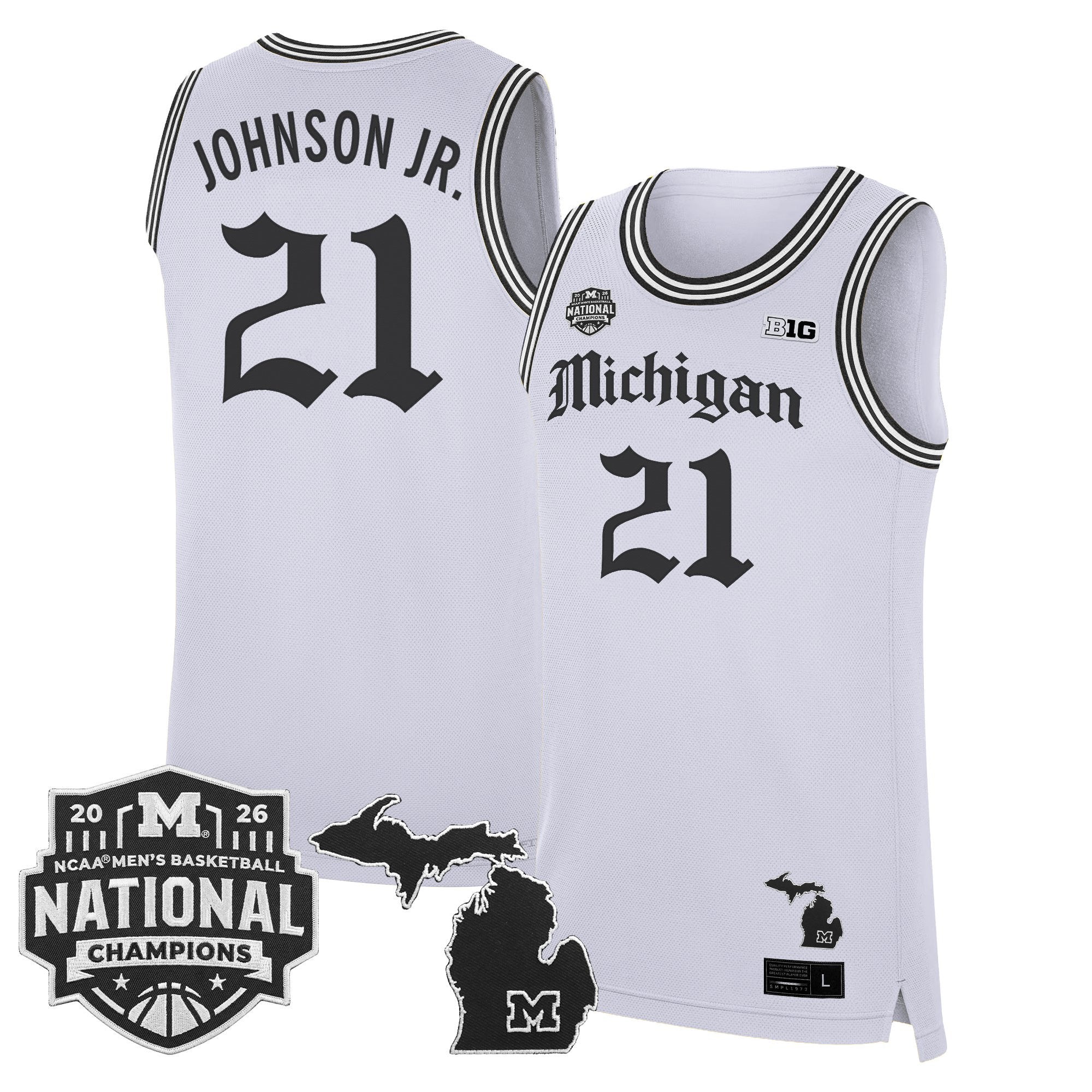 Men's Michigan Wolverines 2026 National Champions Patch Basketball Jersey - Gothic Edition - All Stitched