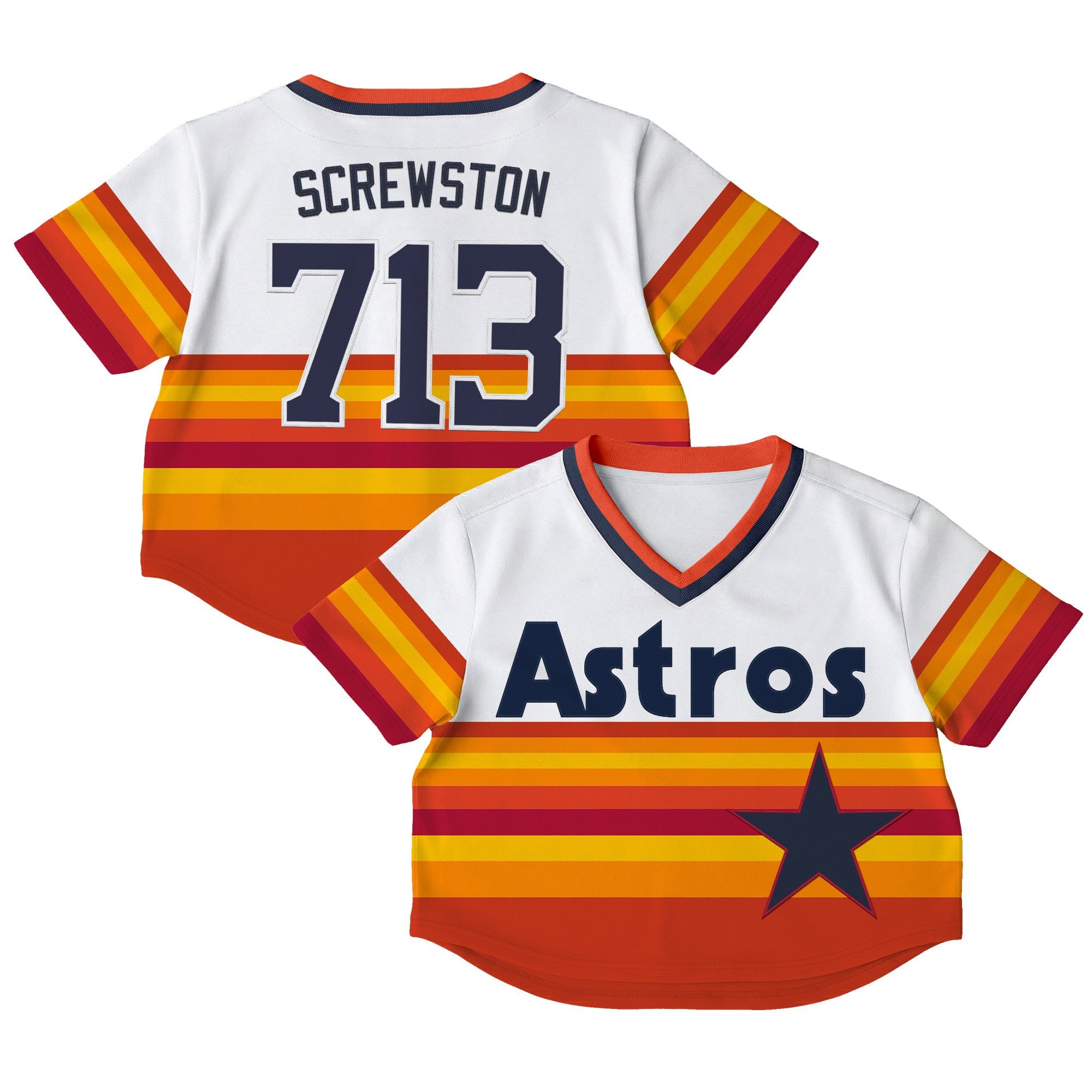 Women's Houston Astros Throwback Crop Top Baseball Jersey - All Stitched