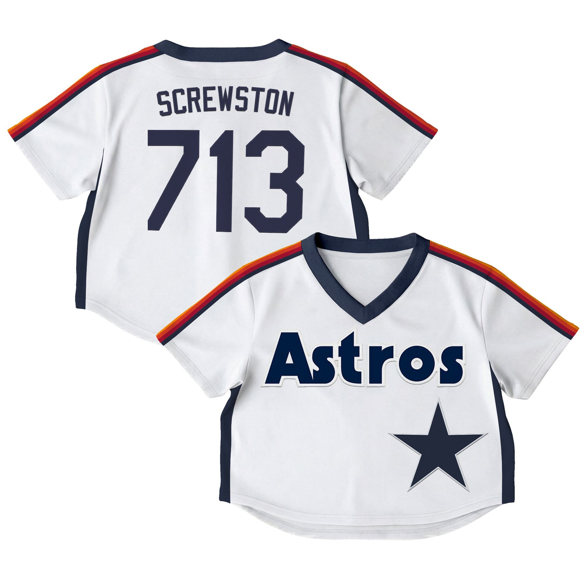 Women's Houston Astros Throwback Crop Top Baseball Jersey - All Stitched