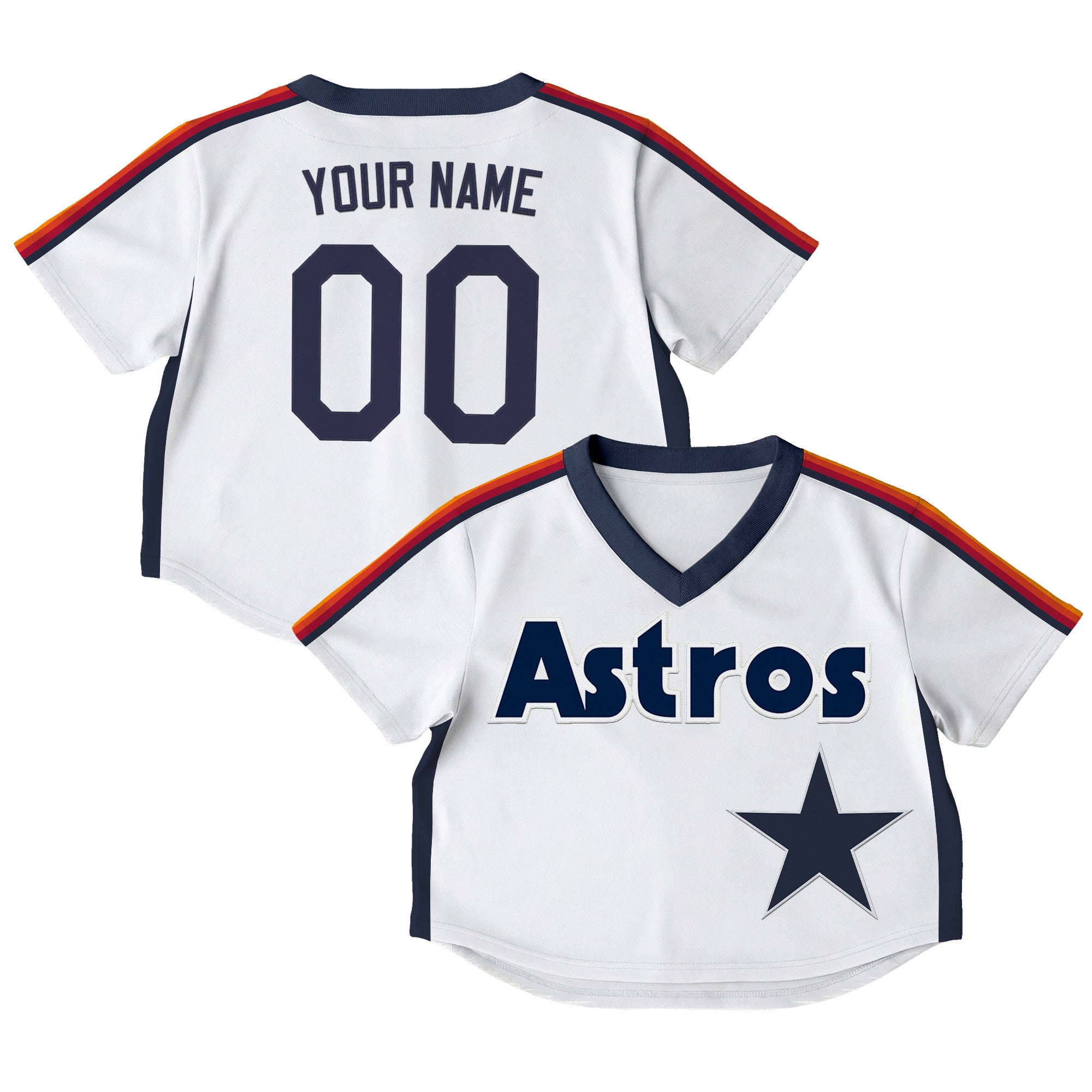 Women's Houston Astros Throwback Crop Top Baseball Custom Jersey - All Stitched