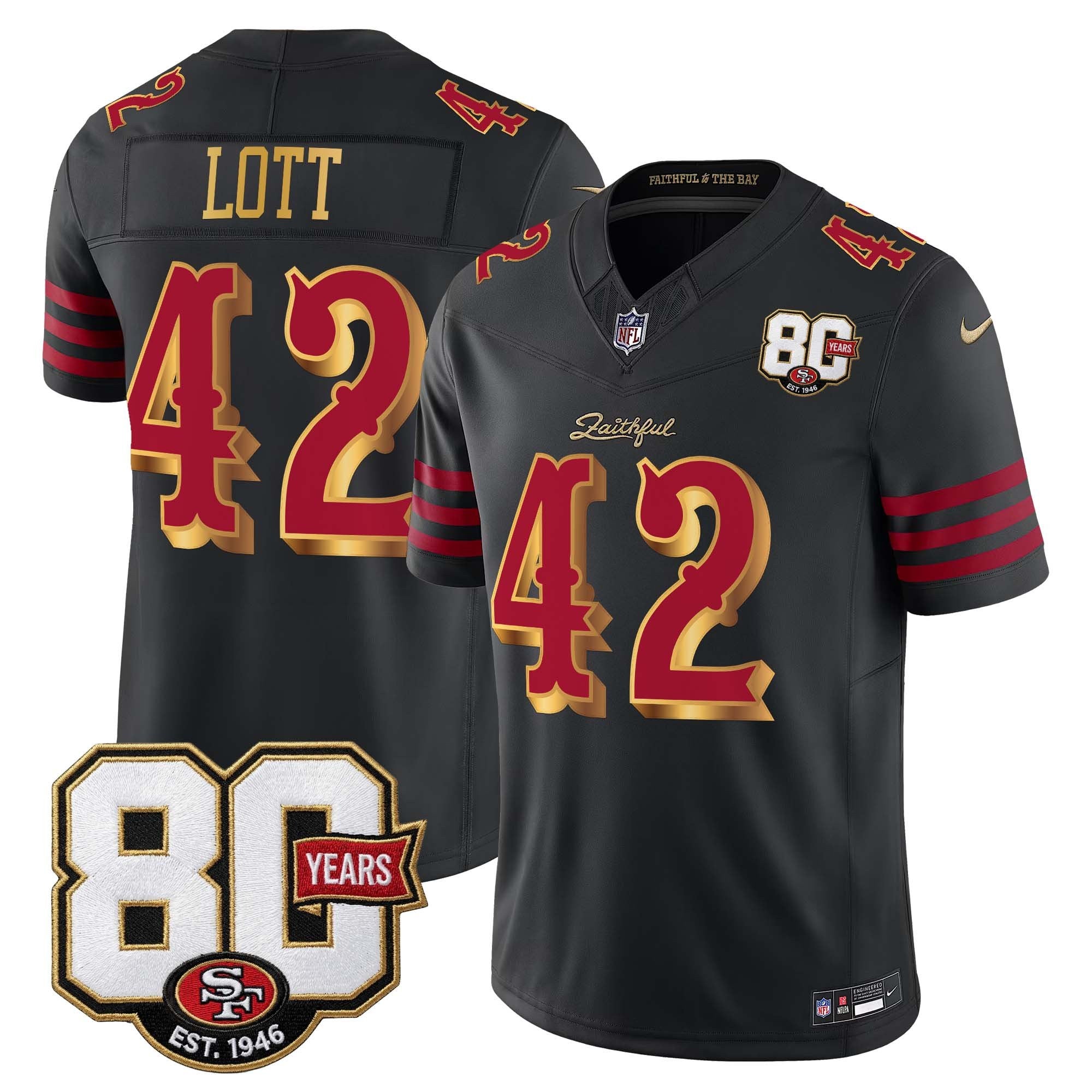 Men's San Francisco 49ers 80th Anniversary Patch Vapor Limited Jersey - Rivalries Edition - All Stitched