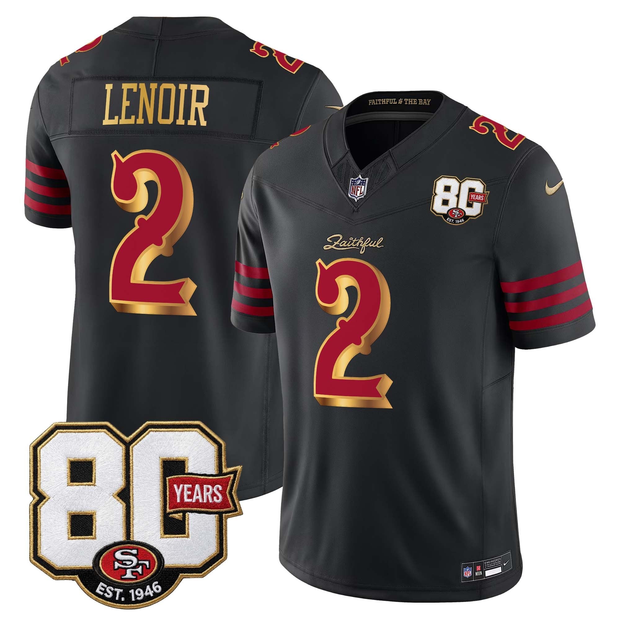 Men's San Francisco 49ers 80th Anniversary Patch Vapor Limited Jersey - Rivalries Edition - All Stitched