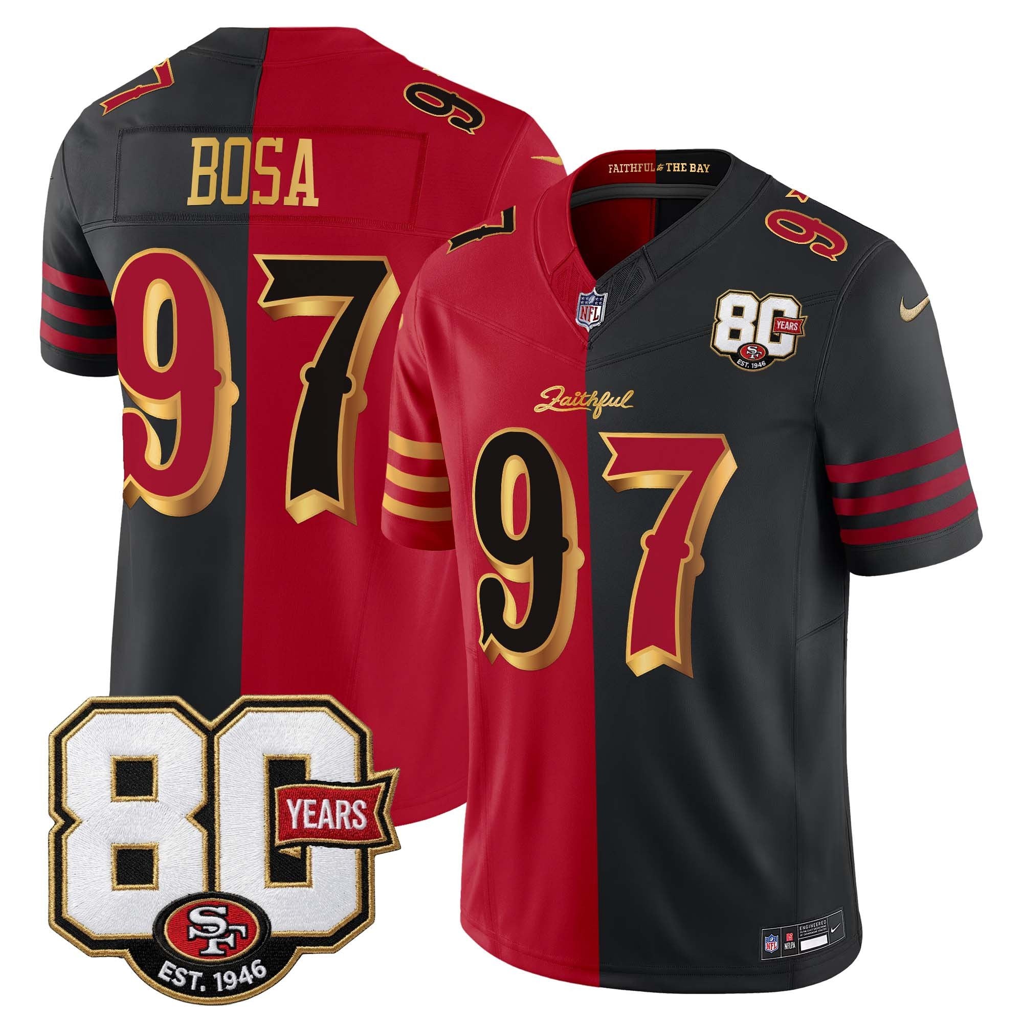 Men's San Francisco 49ers 80th Anniversary Patch Vapor Limited Jersey - Rivalries Edition - All Stitched
