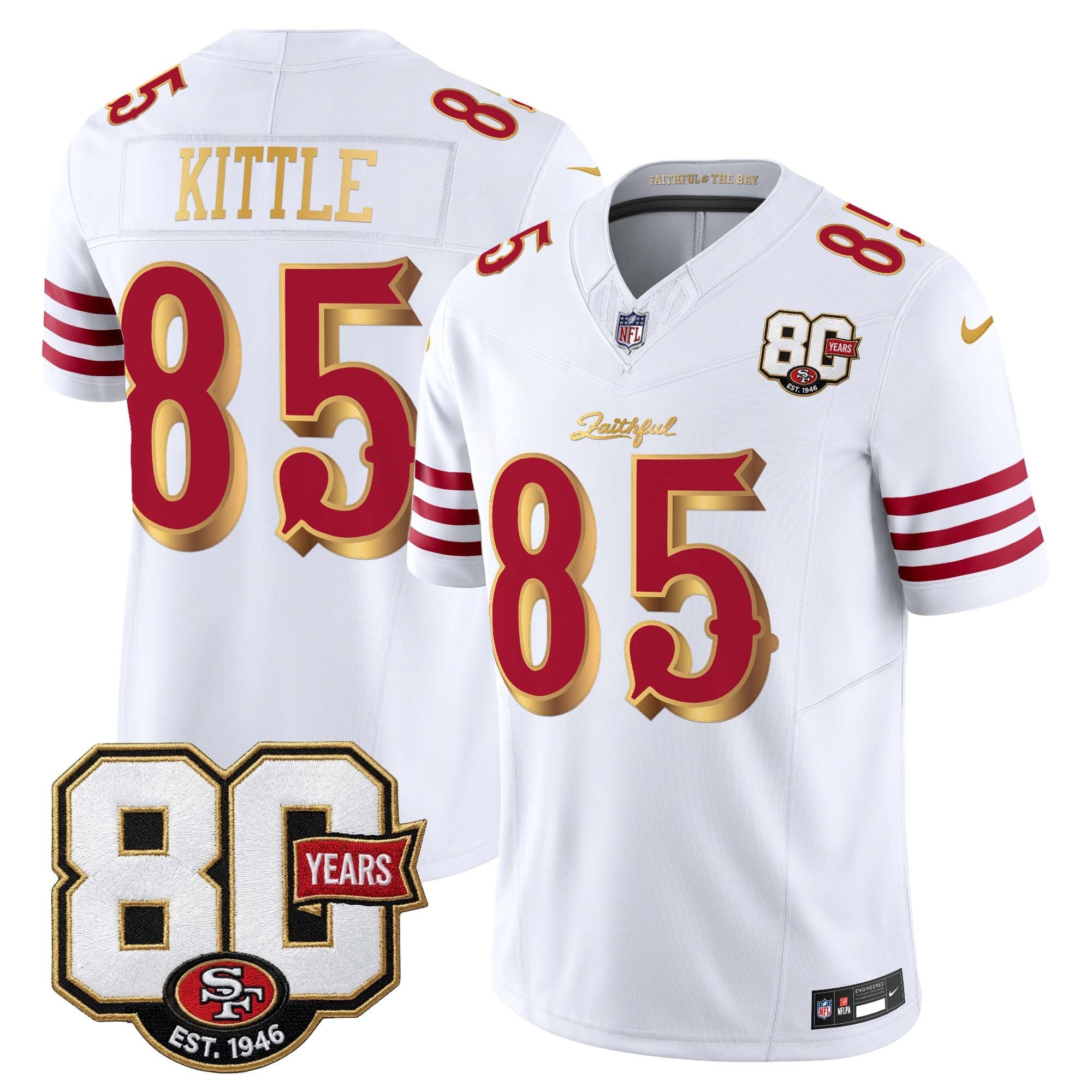 Men's San Francisco 49ers 80th Anniversary Patch Vapor Limited Jersey - Rivalries Edition - All Stitched