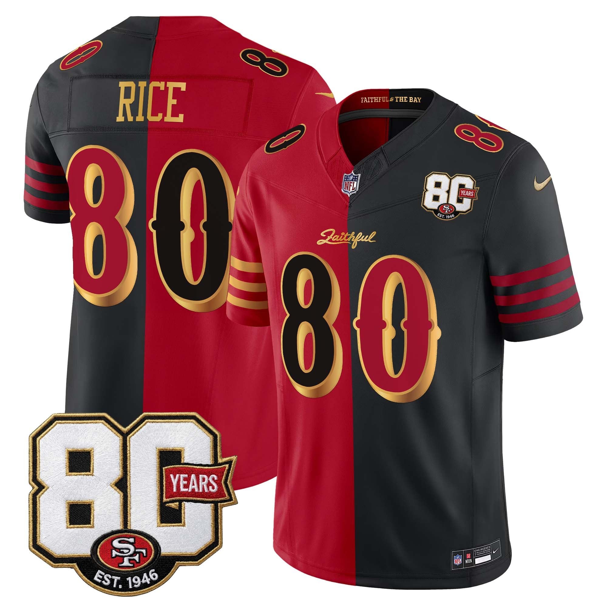 Men's San Francisco 49ers 80th Anniversary Patch Vapor Limited Jersey - Rivalries Edition - All Stitched