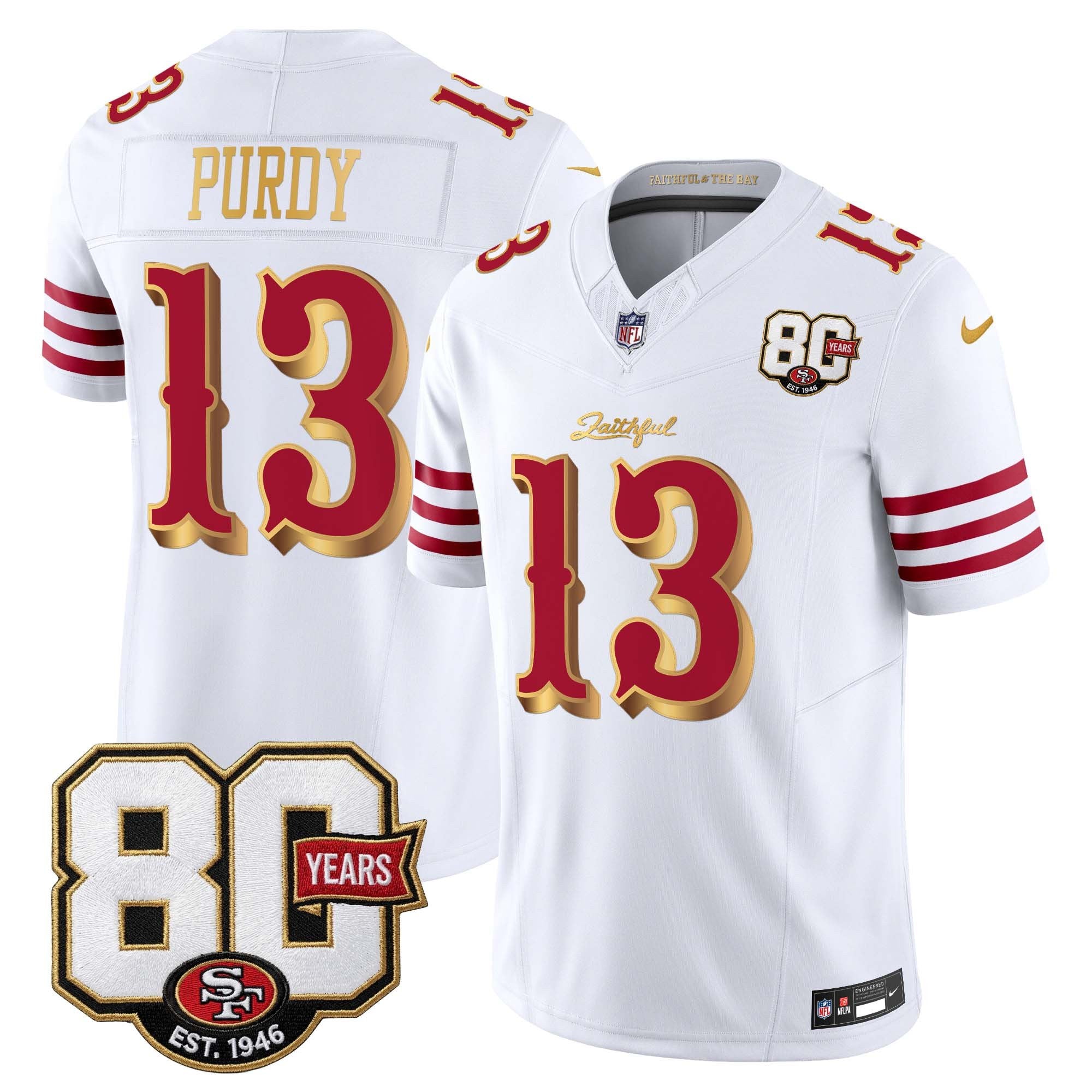 Men's San Francisco 49ers 80th Anniversary Patch Vapor Limited Jersey - Rivalries Edition - All Stitched