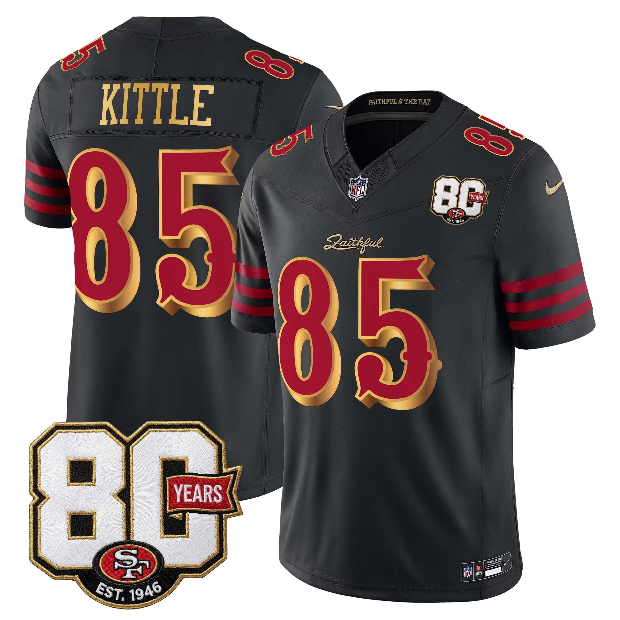 Men's San Francisco 49ers 80th Anniversary Patch Vapor Limited Jersey - Rivalries Edition - All Stitched