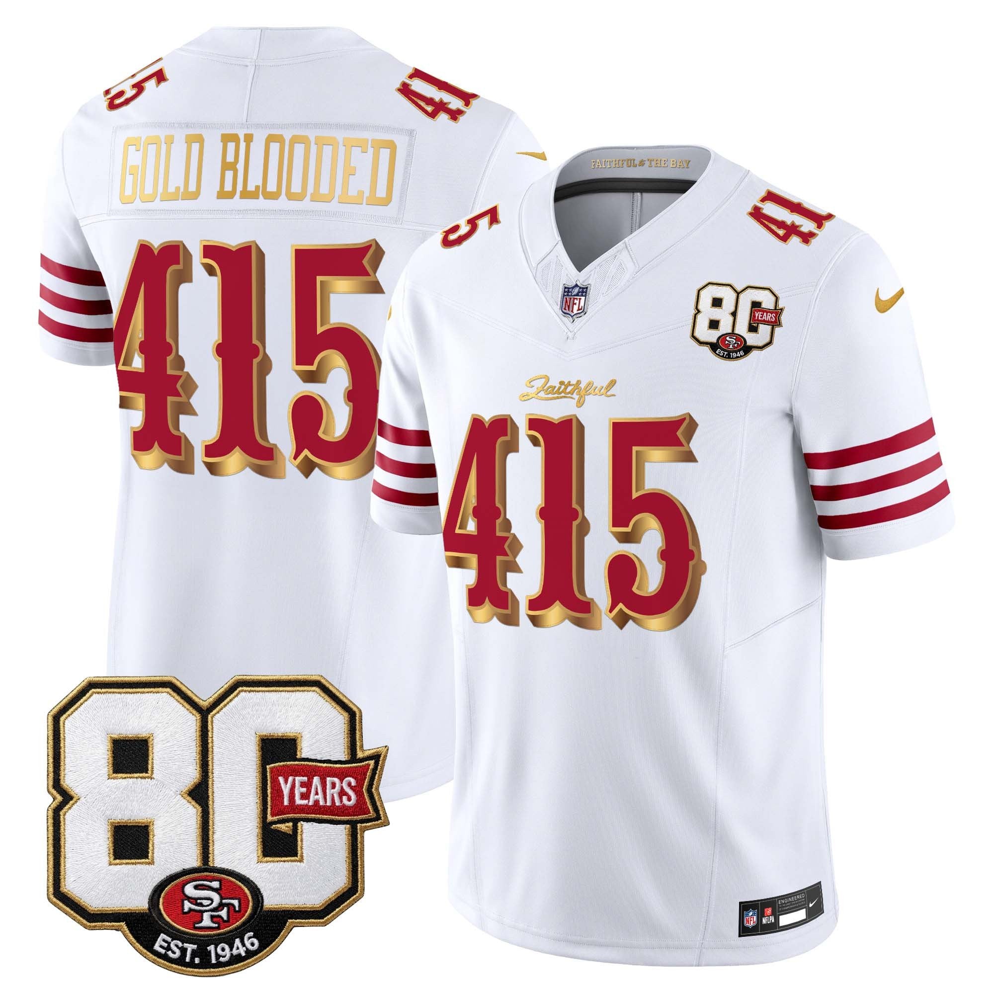 Men's San Francisco 49ers 80th Anniversary Patch Vapor Limited Jersey - Rivalries Edition - All Stitched