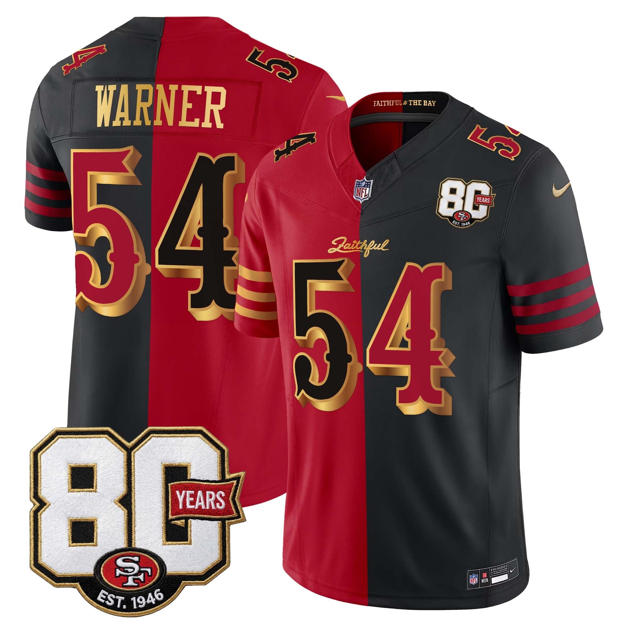 Men's San Francisco 49ers 80th Anniversary Patch Vapor Limited Jersey - Rivalries Edition - All Stitched